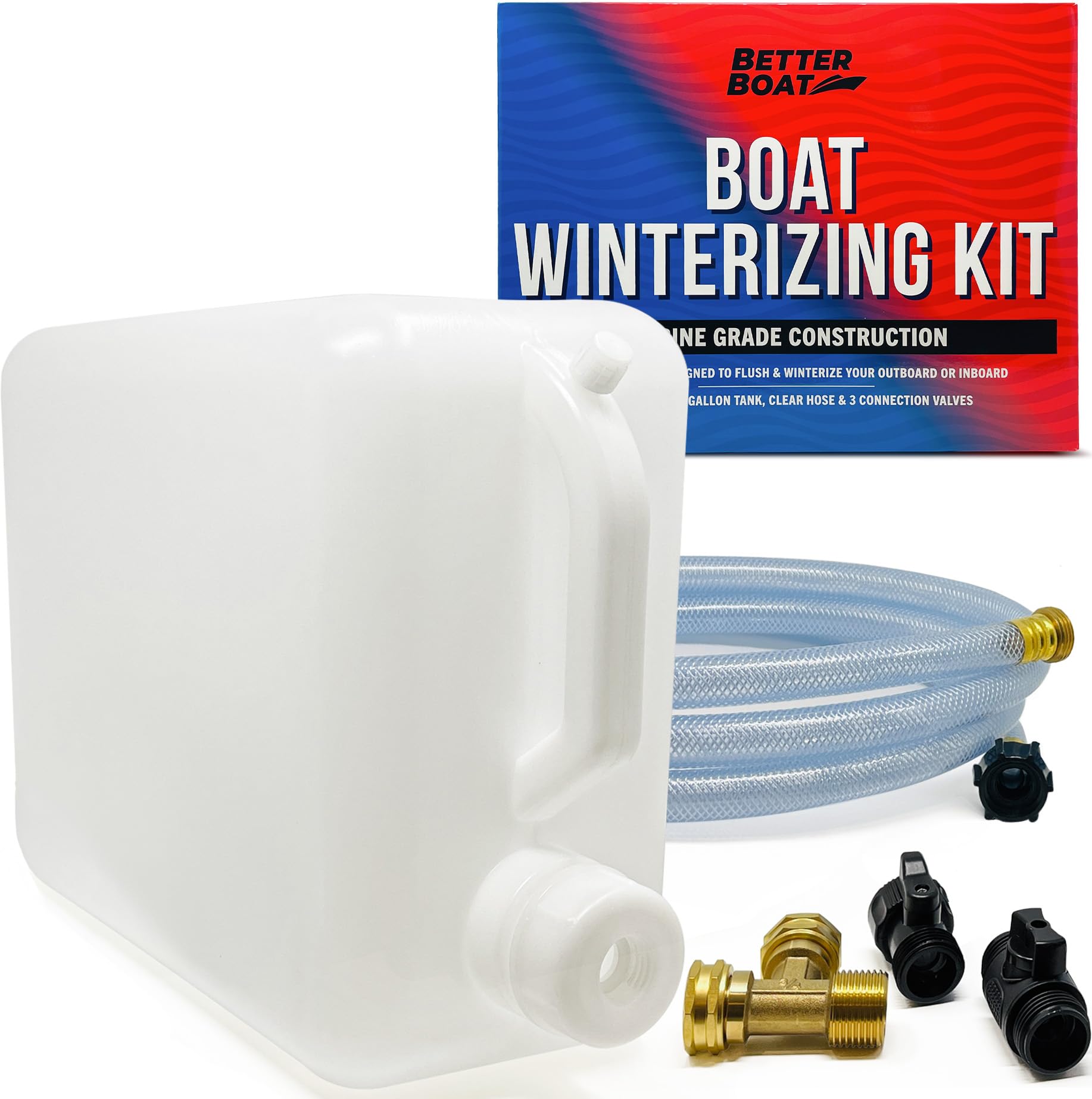 Boat Winterizing Kit or RV Winterizing Kit for Antifreeze 5 Gallon Tank with Hose and Adapters to Winterize Flushing Boat Engine Outboard Motor Flush Marine Winterization or RV and Camper Winterizer