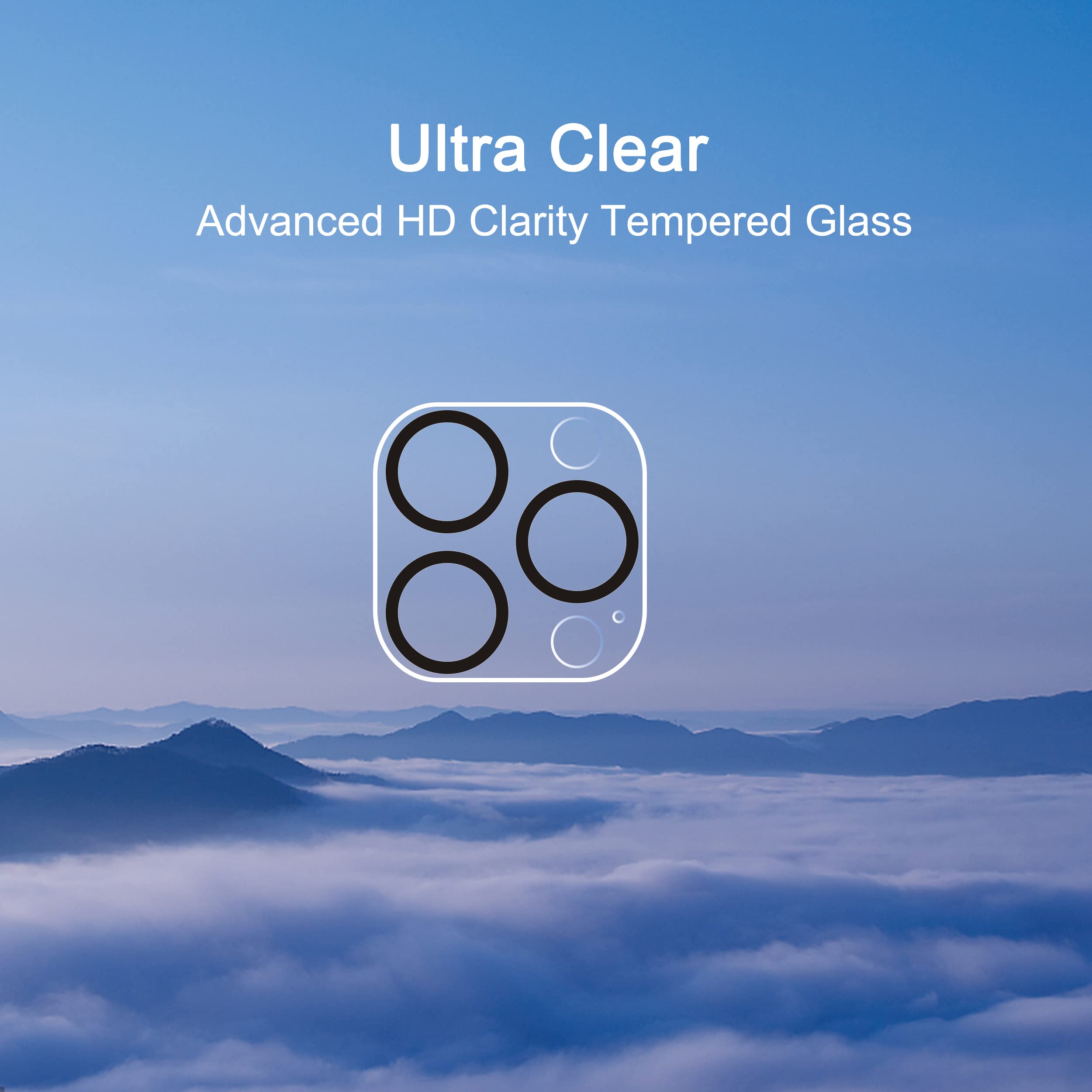 Ailun 3 Pack Camera Lens Protector for iPhone 16 Pro / 14 Pro & iPhone 16 Pro Max / 14 Pro Max,Tempered Glass,9H Hardness,Anti-Scratch,Case Friendly[Does not Affect Night Shots]