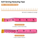 2 Pack Tape Measure Measuring Tape for Body Fabric Sewing Tailor Cloth Knitting Vinyl Home Craft Measurements, 60-Inch Soft Fashion Pink & Retractable Black Double Scales Rulers for Body Weight Loss