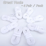 Teskyer 4 Pairs of Flat Shoe Laces, Shoelaces for Sneakers, Athletic Shoelaces, 55 Inch, White