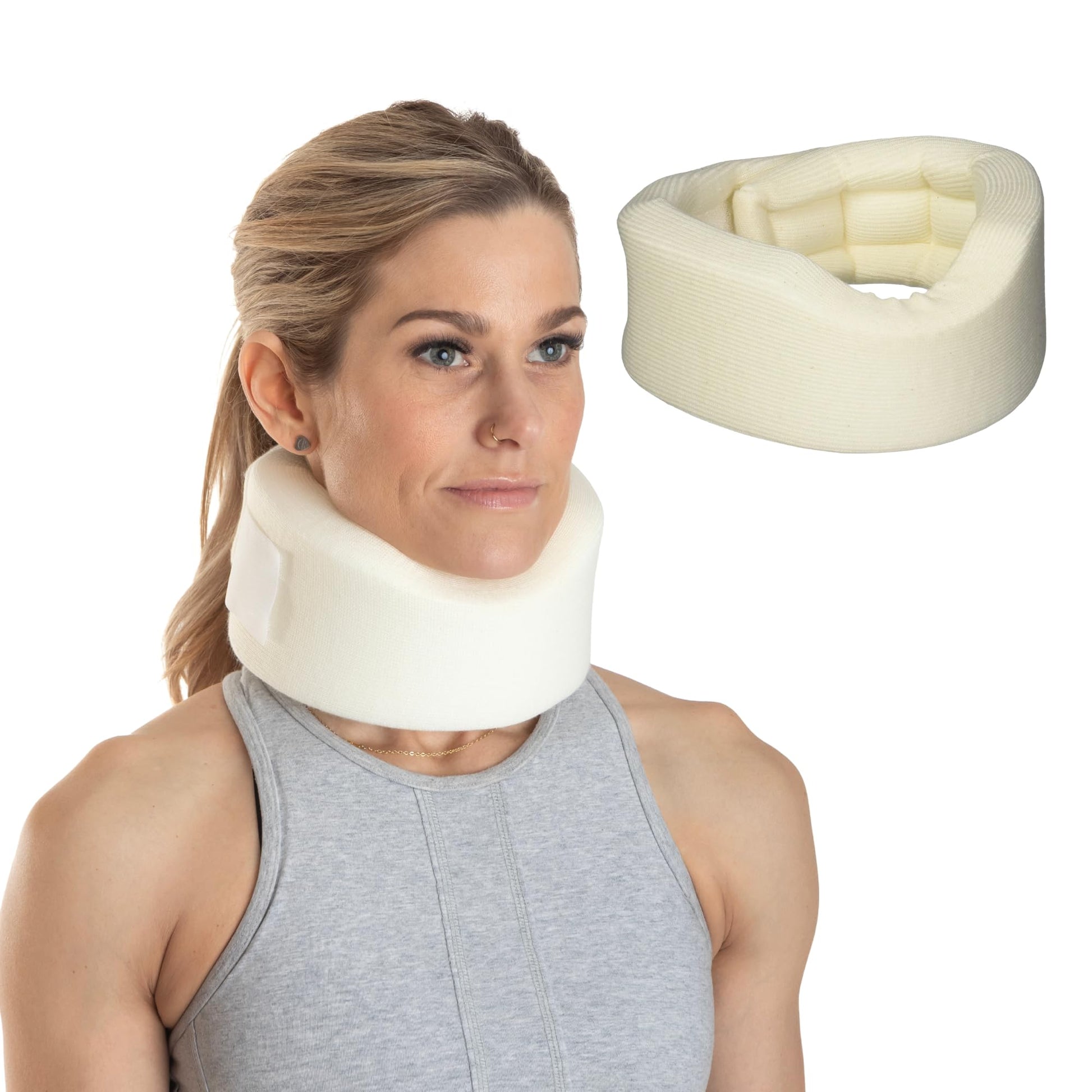 Sammons Preston Universal Contour Cervical Brace, Adjustable Hook and Loop Closure, For Neck Strain, Injury, or Post-Op Surgery, Relieves Neck Pain and Spine Pressure, Cream Color, 2” High