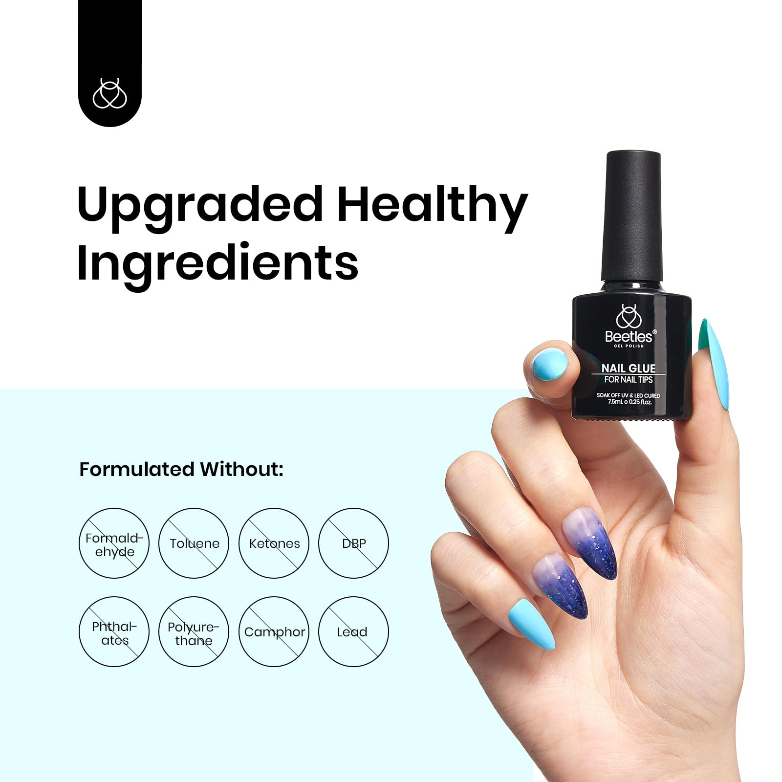Beetles 9 in 1 Nail Glue Gel for Nail Tips and Clear Acrylic Nails Long Lasting, Curing Needed UV Extension Glue for False Nail Tips and Press on Nails, Fall Halloween Nails