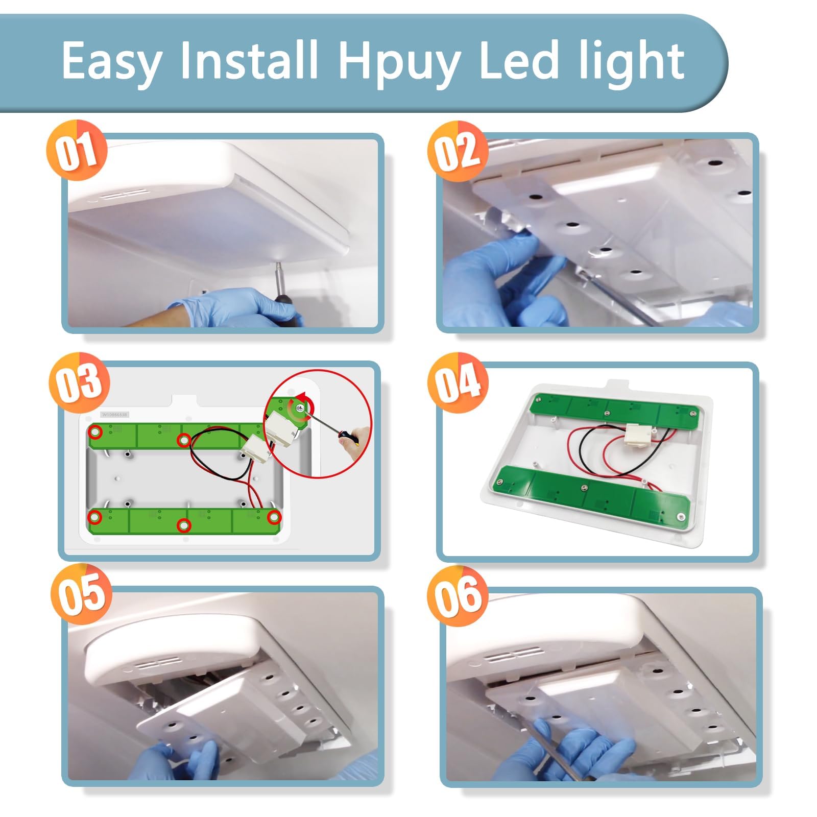 HPUY W11043011 W11527432 W11387579 W11042554 W10866538 Refrigerator LED Light Compatible for Whirlpool Refrigerator LED Light Replace wrx735sdhz00 WRX735SDHZ02 55-4q184-401 Q184G2 Q184G4