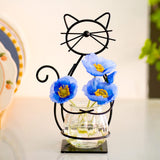 Joyathome Desktop Glass Planter Vase Holder, Metal Cat Plant Terrarium Stand for Plants Creative Decorations for Home Patio Lawn Garden