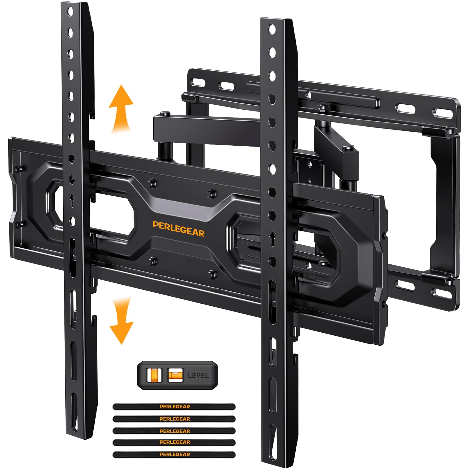 Perlegear Full Motion TV Wall Mount for 26-65 inch TVs, TV Bracket Supports Swivel Articulating Level Extension Tilt Arms, Max VESA 400x400mm up to 99lbs, 16" Wood Studs, PGMFK4