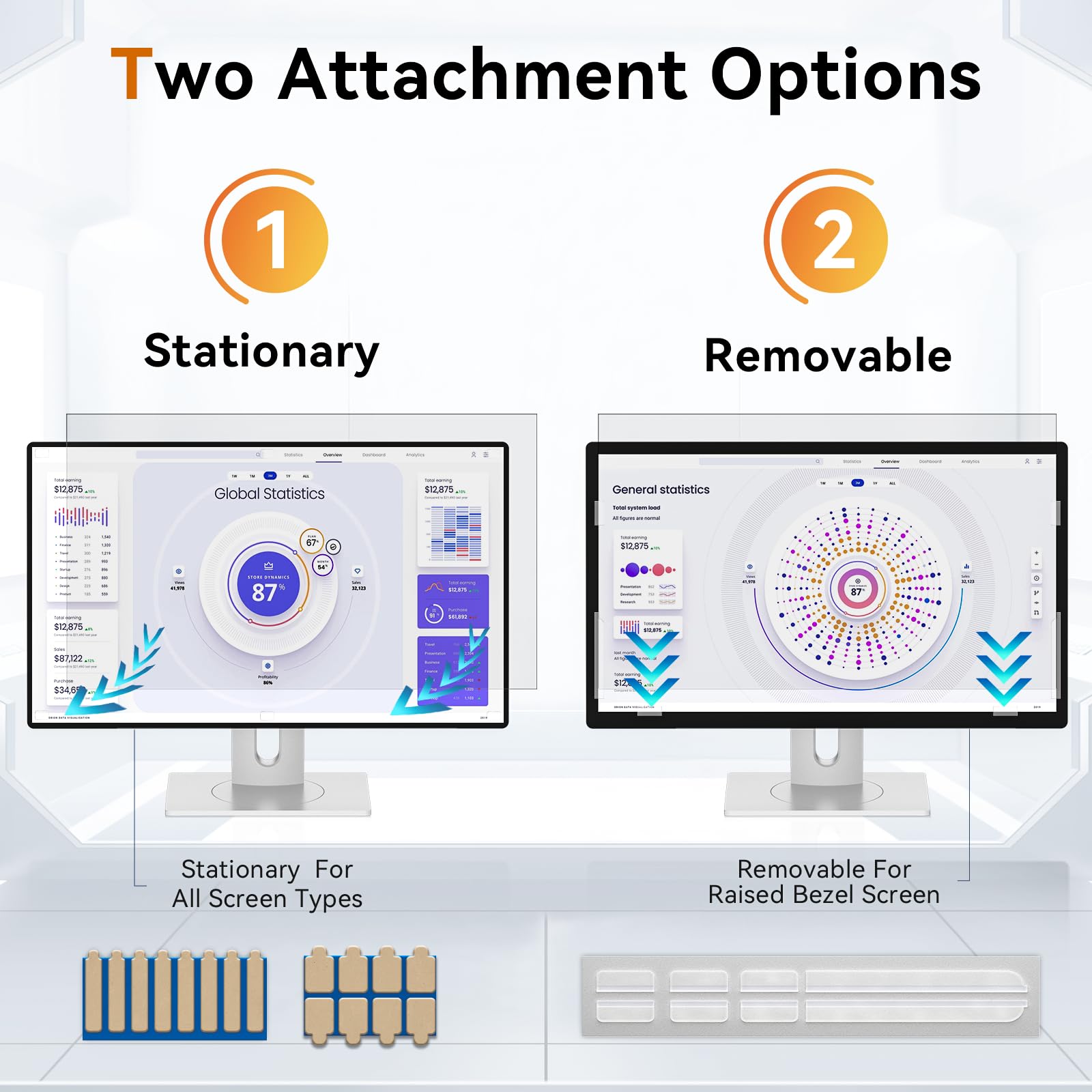 [2 Pack] 24 Inch Computer Privacy Screen for 16:9 Aspect Ratio Widescreen Monitor, Eye Protection Anti Glare Blue Light Computer Monitor Privacy Filter, Removable Anti-Scratch 24in Protector Film
