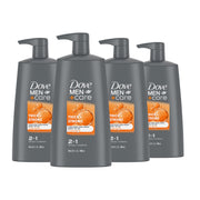 DOVE MEN+ CARE 2-in-1 Shampoo + Conditioner Thick + Strong 4 count for Fortifying Hair from Root to Tip, with Calcium, 25.4 oz