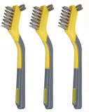 Amazon Basics Stainless Steel Mini Brushes, Soft Grip, 3-Pack, Black & Yellow