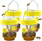 Wasp Traps for Hunting Wasps, Bees, Hornets, Insects, Yellow Jacket Traps, Wasp Trap Catcher, Reusable Solar Powered Hanging for Outdoor, 4 Packs