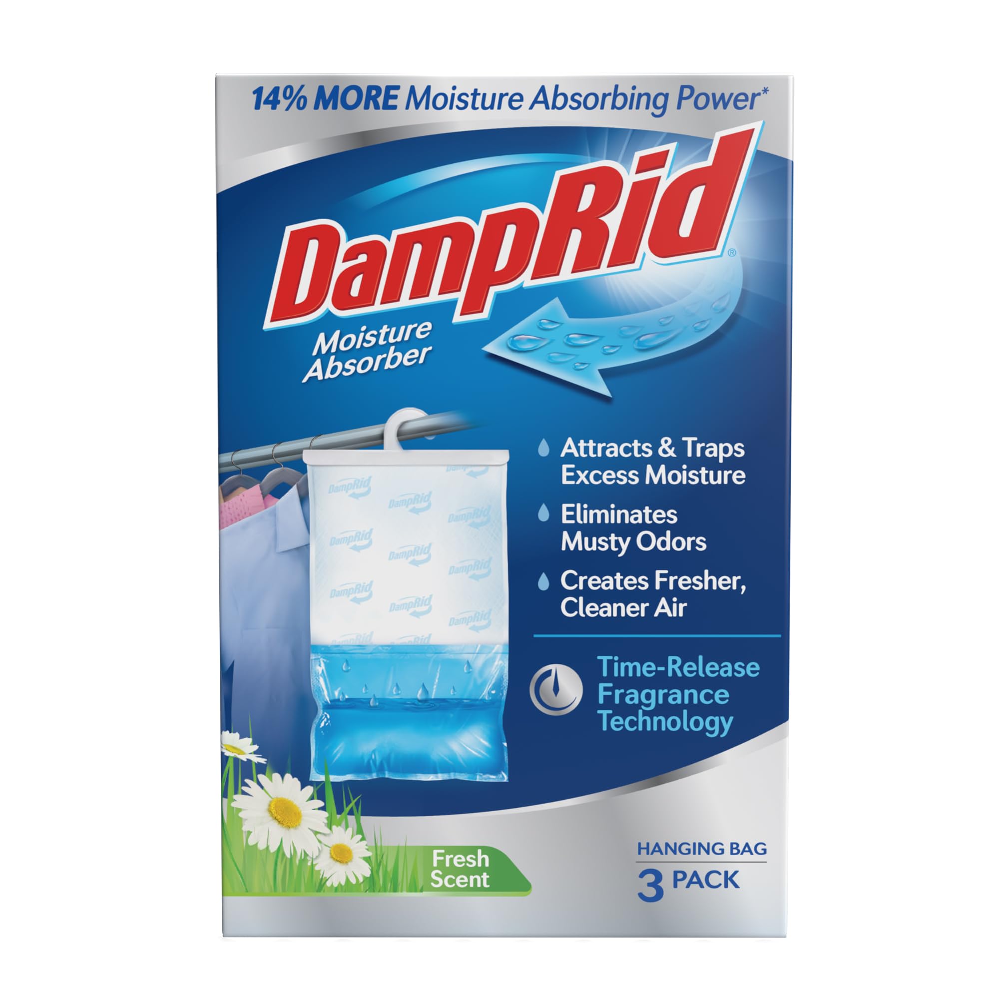 DampRid Pure Linen Hanging Moisture Absorber, 16 oz., 3 Count (Pack of 1) - Eliminates Musty Odors for Fresher, Cleaner Air, Ideal for Closet, 14% More Moisture Absorbing Power*