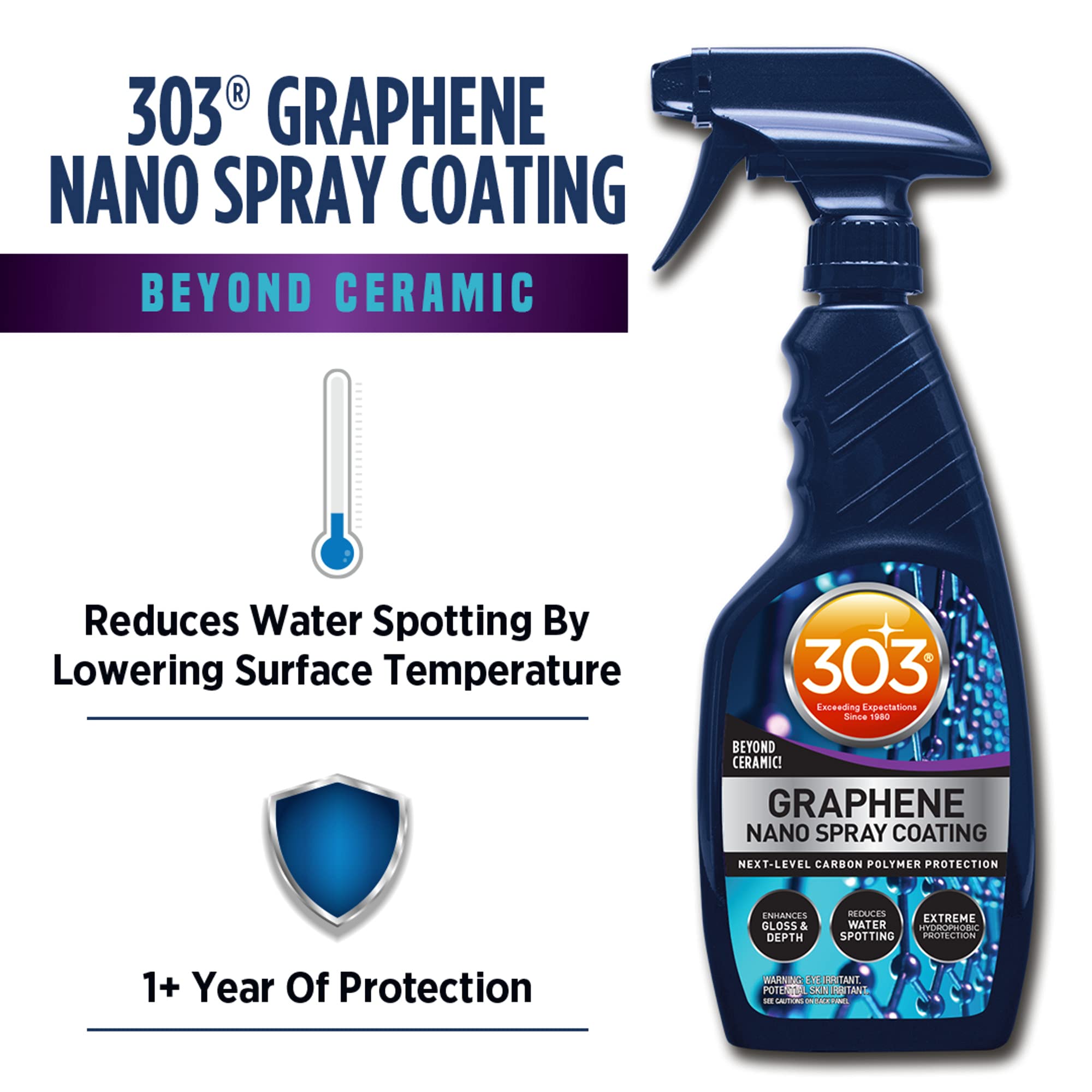 303 Products Graphene Nano Spray Coating - Enhanced Gloss Finish & Depth, Water Repellent Spray, UV Resistant, Helps Prevent Scratches, Beyond Ceramic Coating for Cars, Car Detailing Spray, 15.5oz.