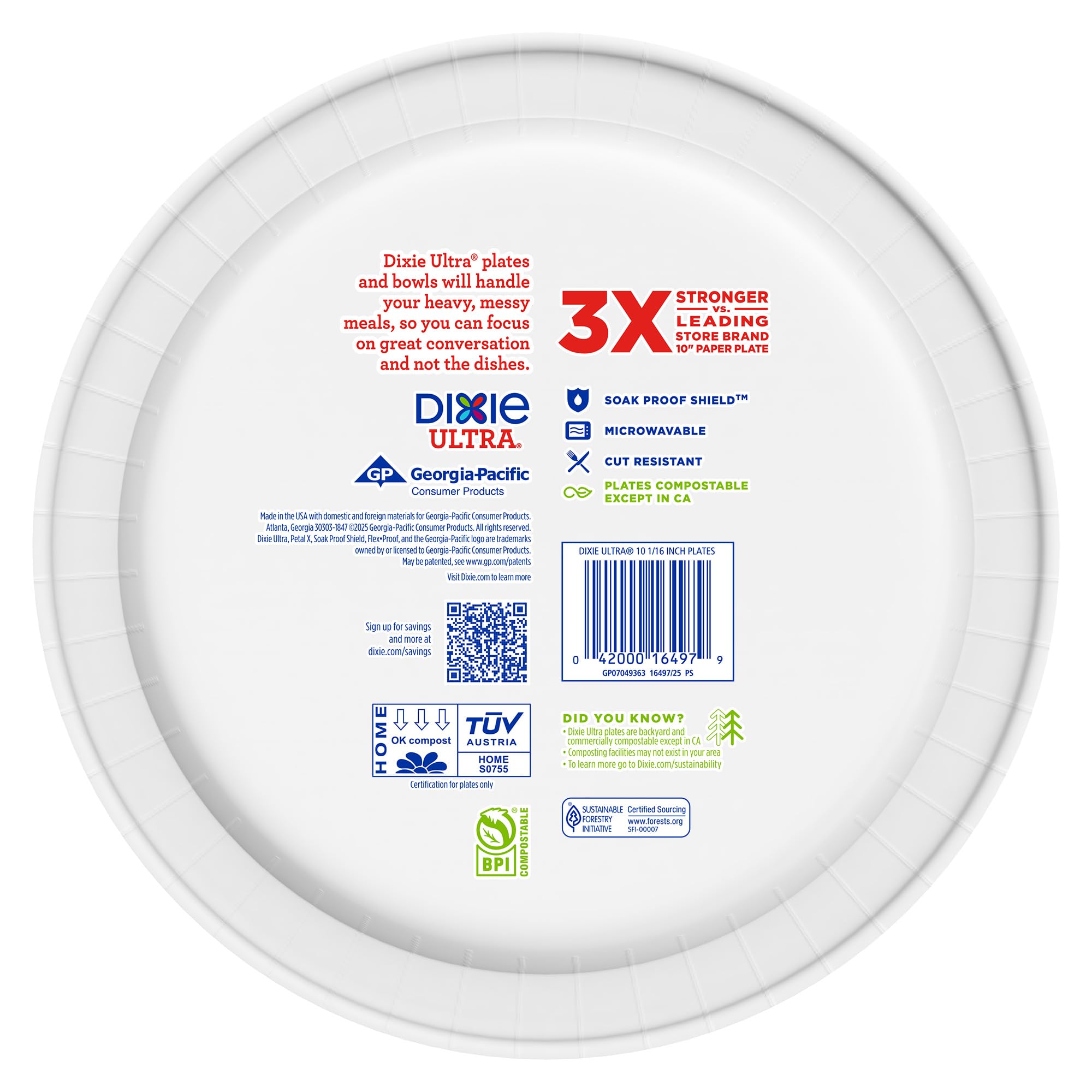 Dixie Ultra, Large Paper Plates, 10 Inch, 43 Count (Pack of 4), 3X Stronger*, Heavy Duty, Microwave-Safe, Soak-Proof, Cut Resistant, Disposable Plates For Heavy, Messy Meals