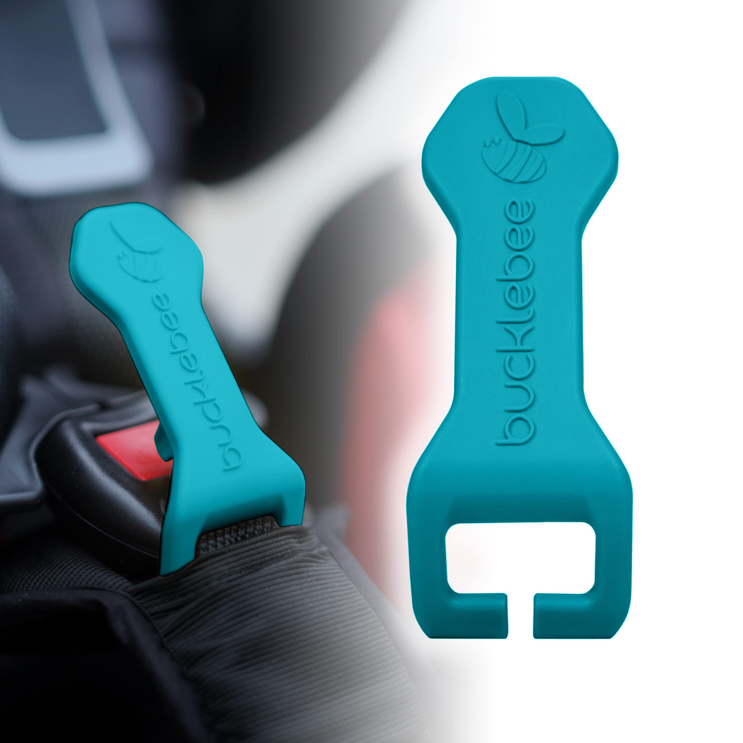 Bucklebee Easy Autositz-Schnallenlösehilfe für Kinder – zum Lösen von Autositzschnallen – Knopfdrucker – Öffner für Nägel – Schnallenlöser (1er-Pack Türkis)