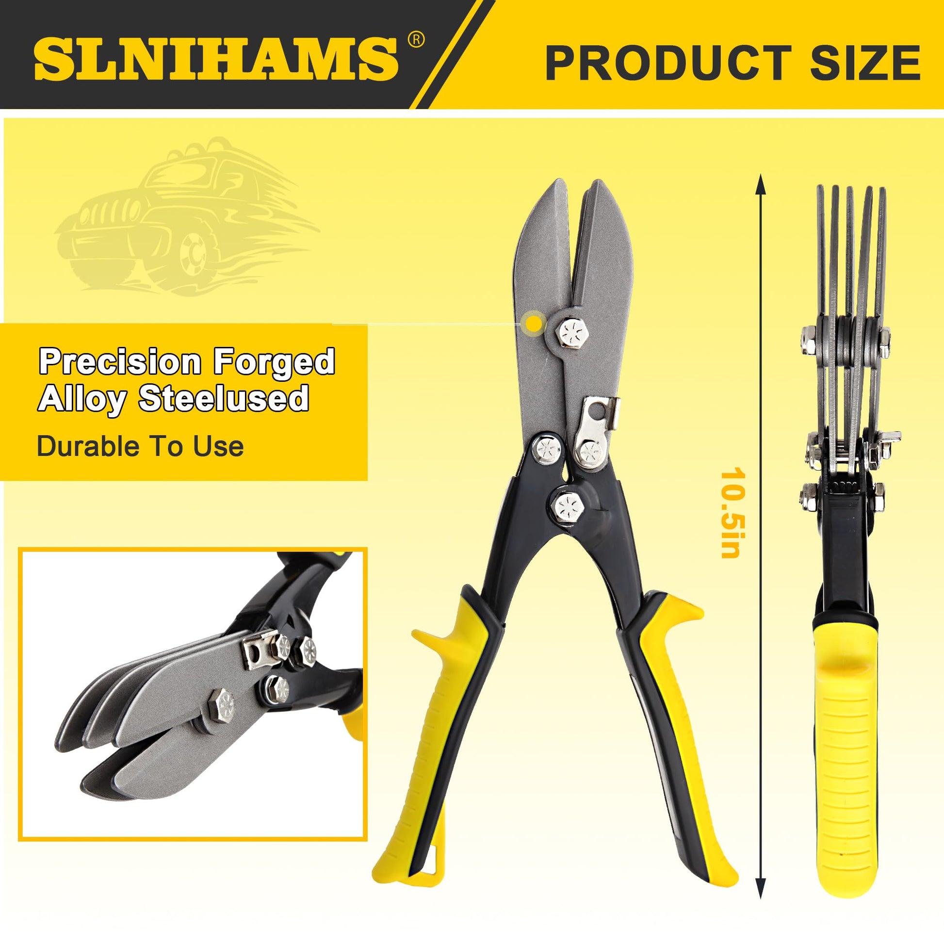 SLNIHAMS 5-Blade Hand Crimper Sheet Metal Tools, Hvac Tool for 24-28 Gauge Duct Work Downspout and Stove Pipe, 10-1/2" Sheet Metal Crimper Gutter End Cap Duct Crimping Tool