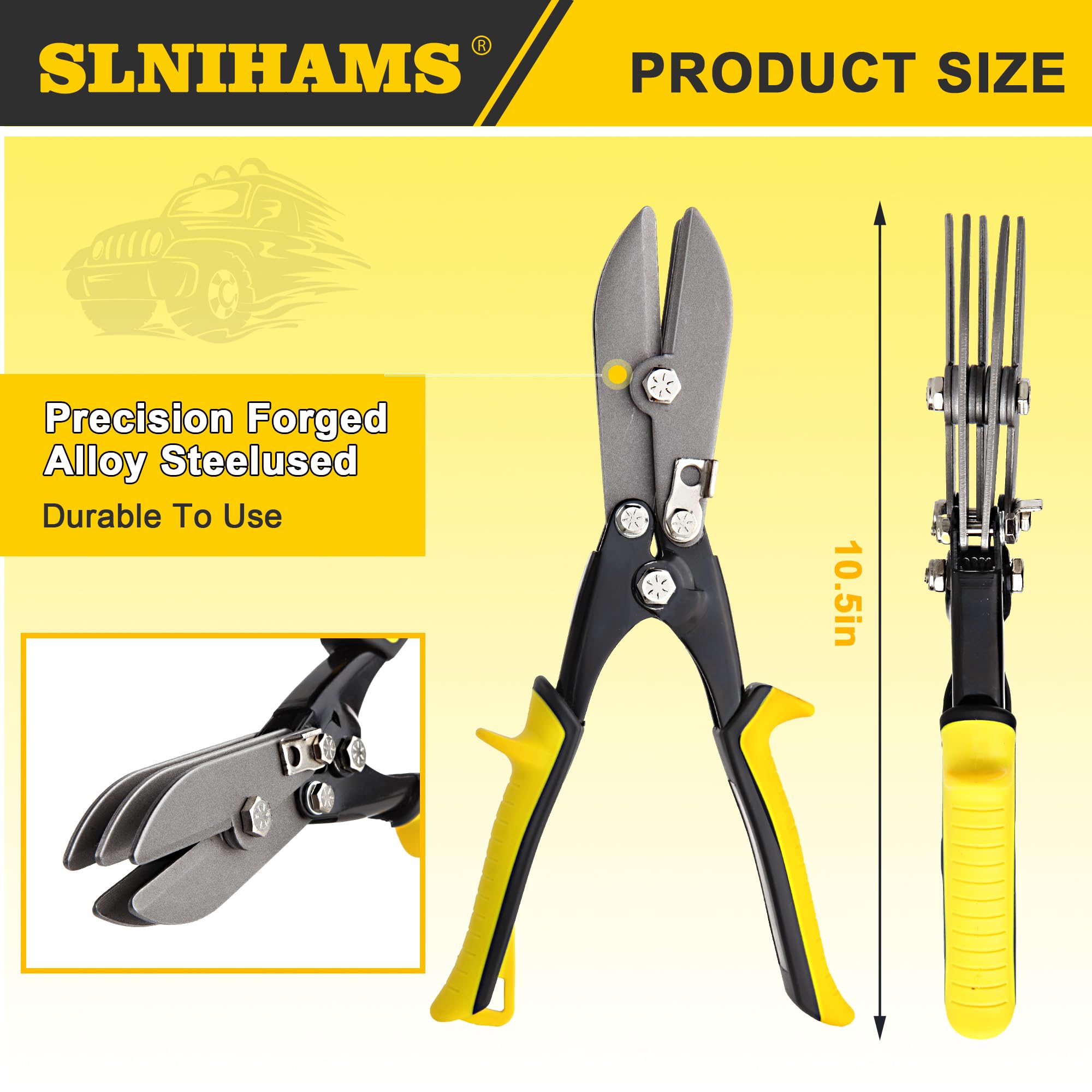 SLNIHAMS 5-Blade Hand Crimper Sheet Metal Tools, Hvac Tool for 24-28 Gauge Duct Work Downspout and Stove Pipe, 10-1/2" Sheet Metal Crimper Gutter End Cap Duct Crimping Tool