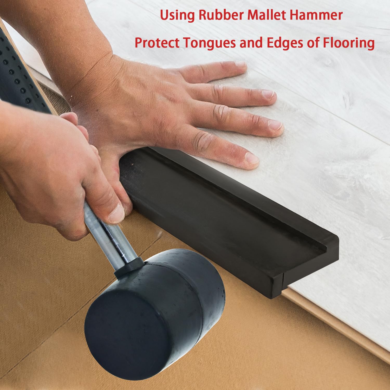 Tapping Block for Vinyl Plank Flooring, NAACOO 3 Edges - Meet Different Floor Thickness. Double Sided with Notches - Use for Tongue&Groove or Click-Lock Floor, Universal Laminate/Vinyl Flooring Tools.