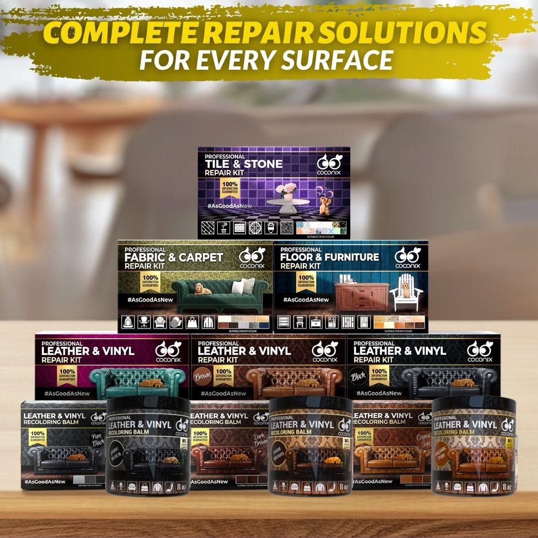 COCONIX Fabric & Carpet Repair Kit | Fix Tears, Holes, and Burns on Fabric and Carpet Upholstery, Rugs, and Clothing | Easy Application with Customizable Colors