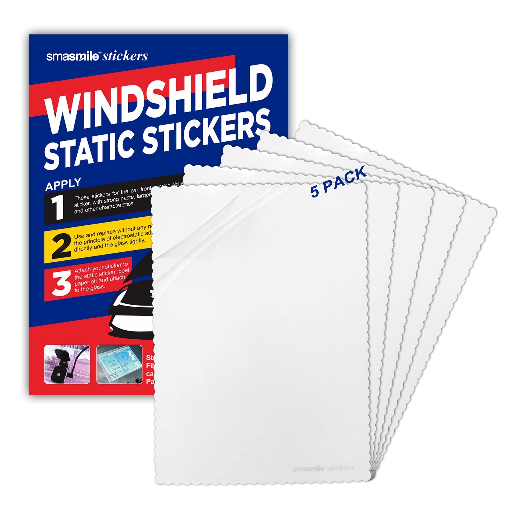 Scheibenaufkleber-Applikator 5er-Pack 12,7 cm x 17,8 cm statisch haftend für Aufkleber, einfache Anbringung, Entfernung und Wiederanbringung