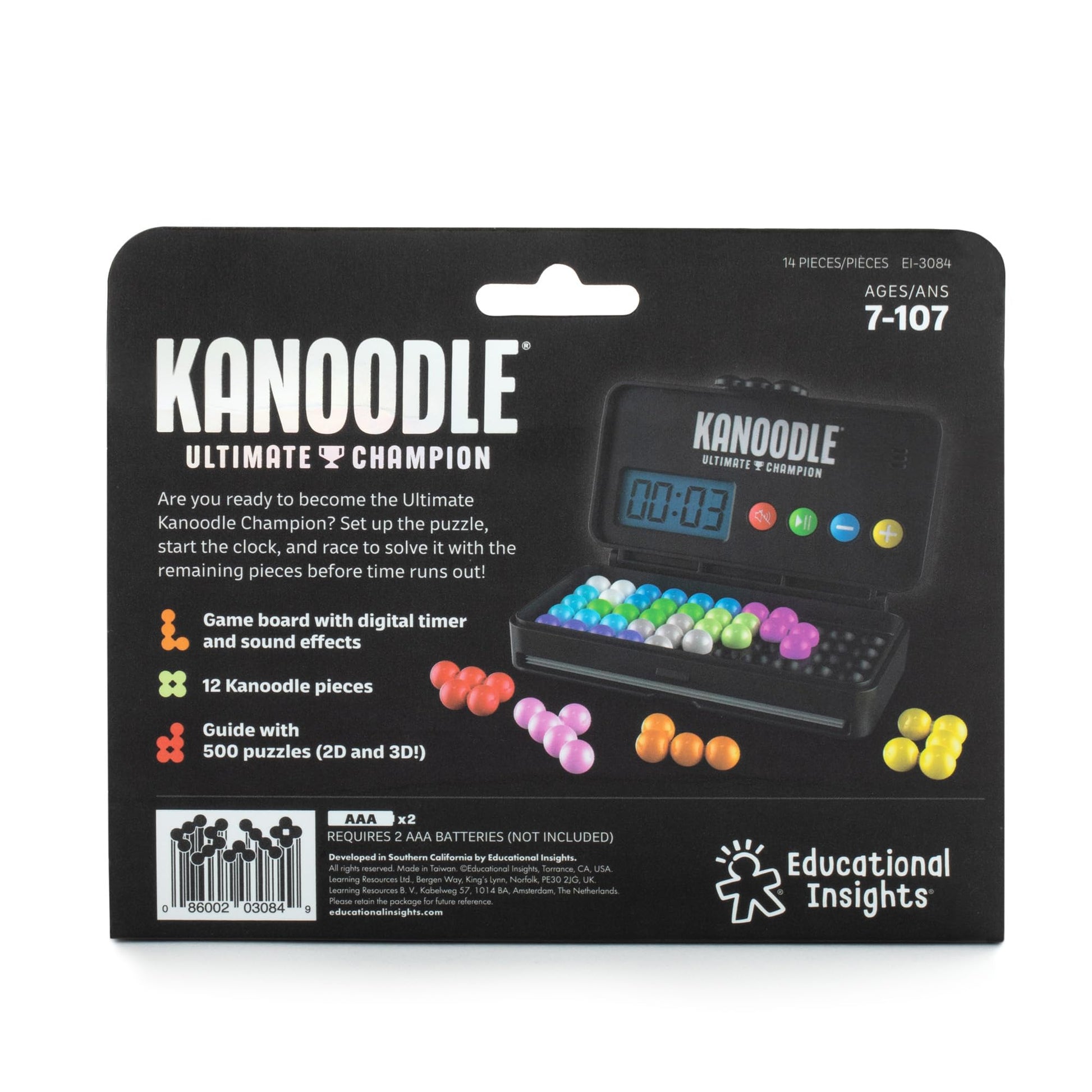 Educational Insights Kanoodle Ultimate Champion - 3D Brain Teaser Puzzle with Timer, Handheld Travel Games & Toys for Single Player, Challenging Logic Puzzles & Gifts for Kids, Teens & Adults Ages 7+