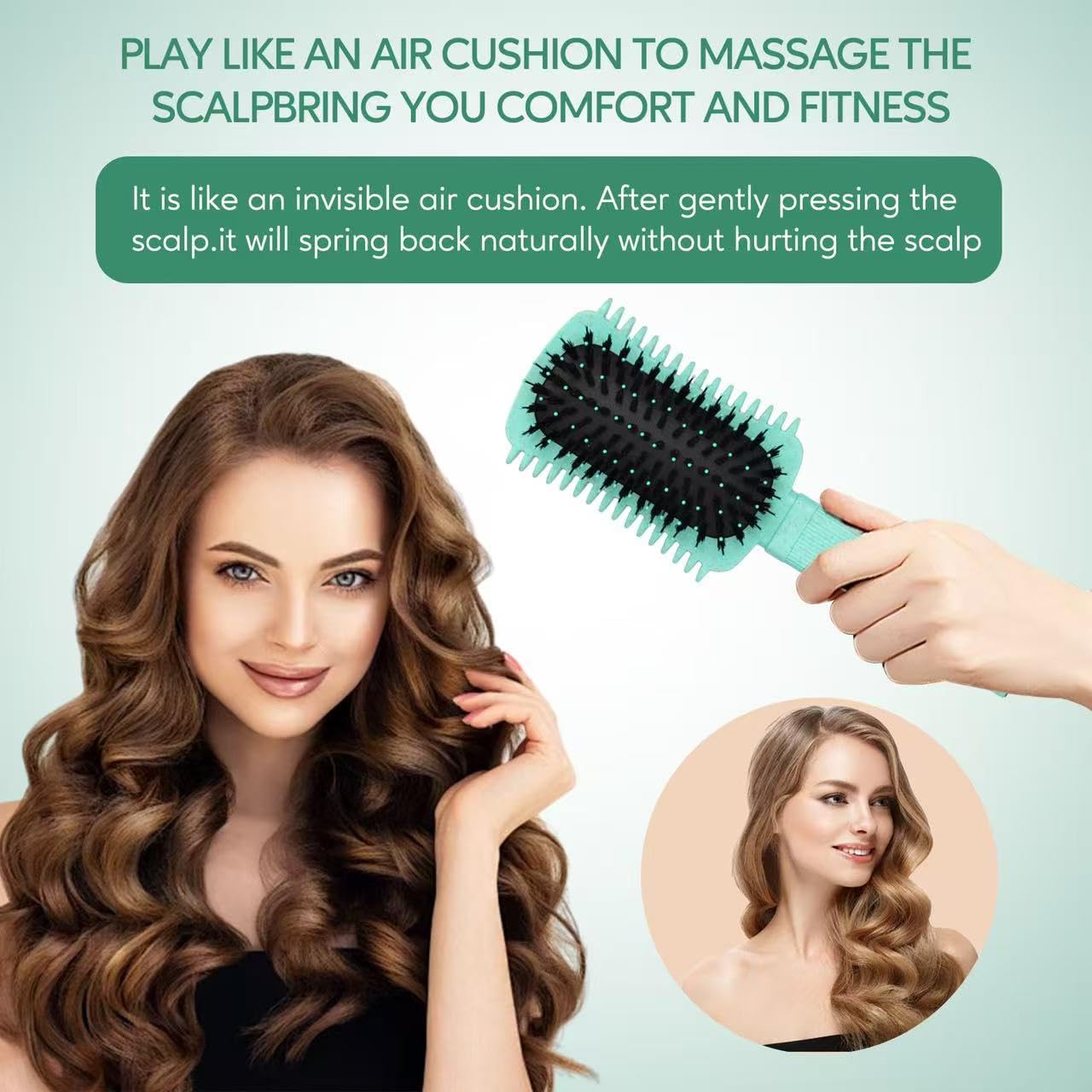Curly Hair Brush Defining, Volume Curl Defining Brush for Effortlessly Detangling Shaping and Styling Women's Curls, Waves & Coils, Curly Hair Products, Reduce Frizz (Green 1PC)
