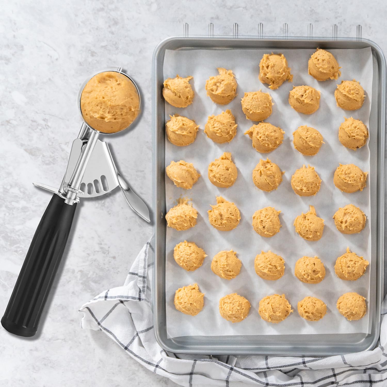 Saebye Cookie Scoop Set, Ice Cream Scoop Set, Cookie Scoops for Baking, Multiple Size Large-Medium-Small Size Disher, Professional 18/8 Stainless Steel Cupcake Scoop