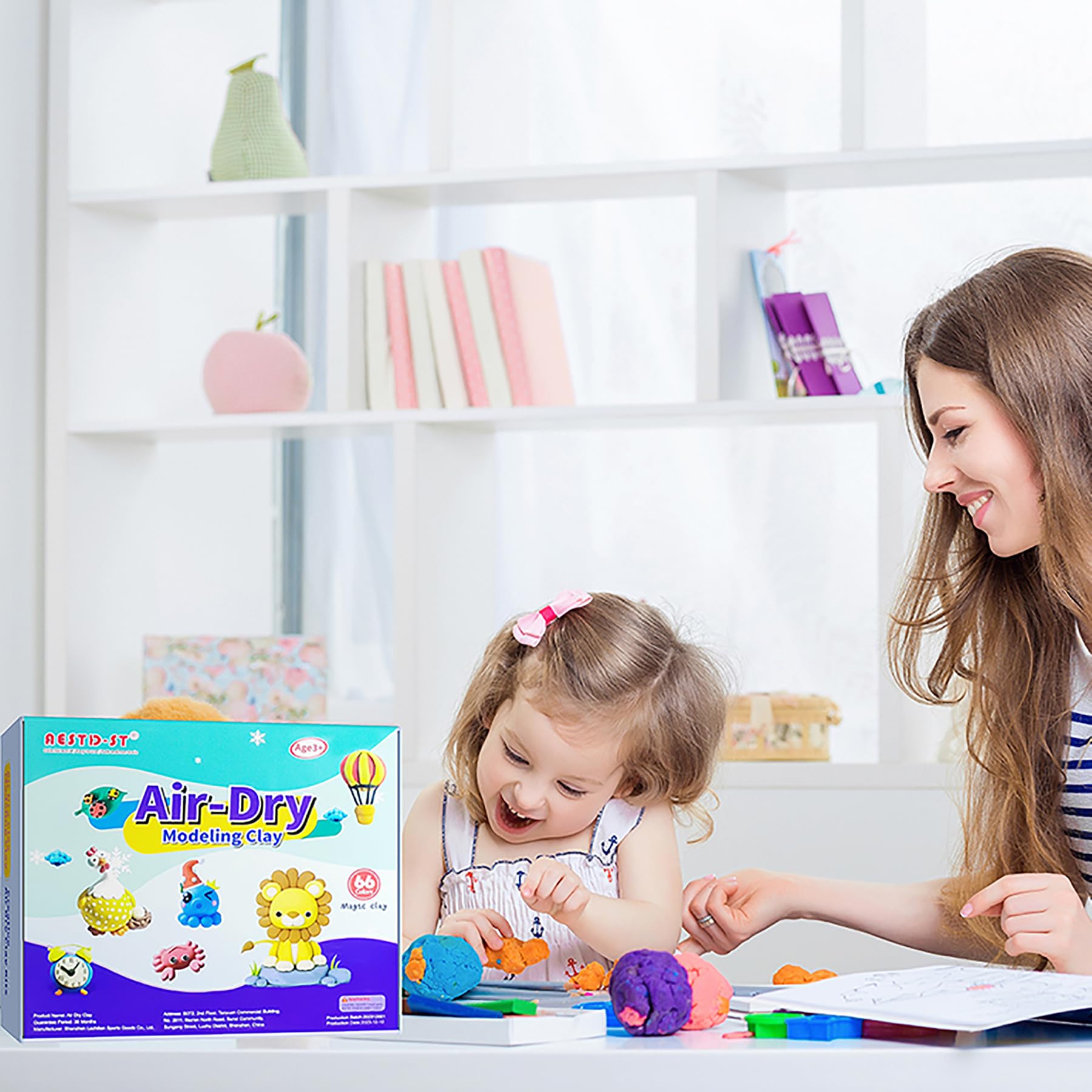 Air Dry Clay 66 Colors, Modeling Clay for Kids, DIY Model Magic Clay, Molding Clay Kit with Sculpting Tools, Non-Sticky Soft and Super Light, Arts and Crafts Gift for Boys Girls Kids