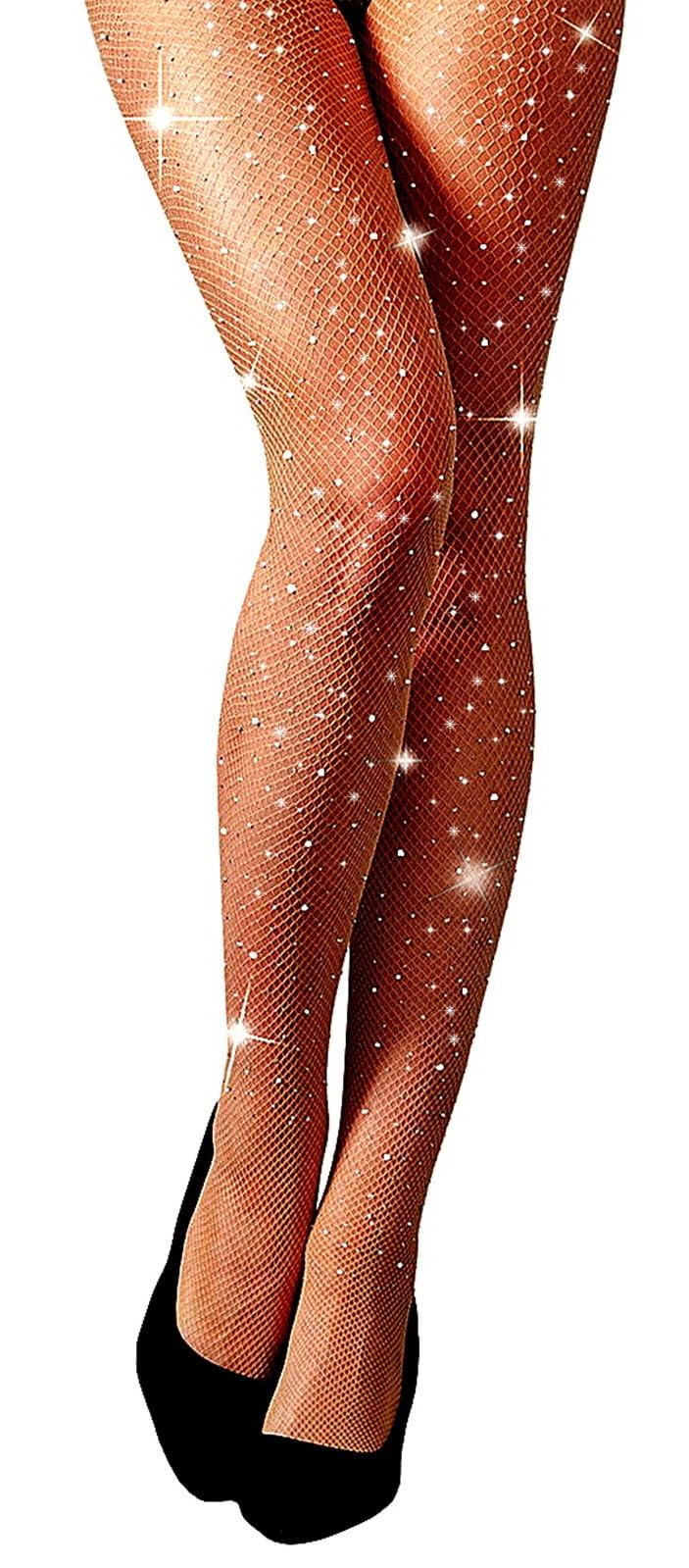 MengPa Women's Fishnets Sparkly Tights High Waist Rhinestone Stockings Sexy Party Pantyhose (Small Hole-Nude) US2466K