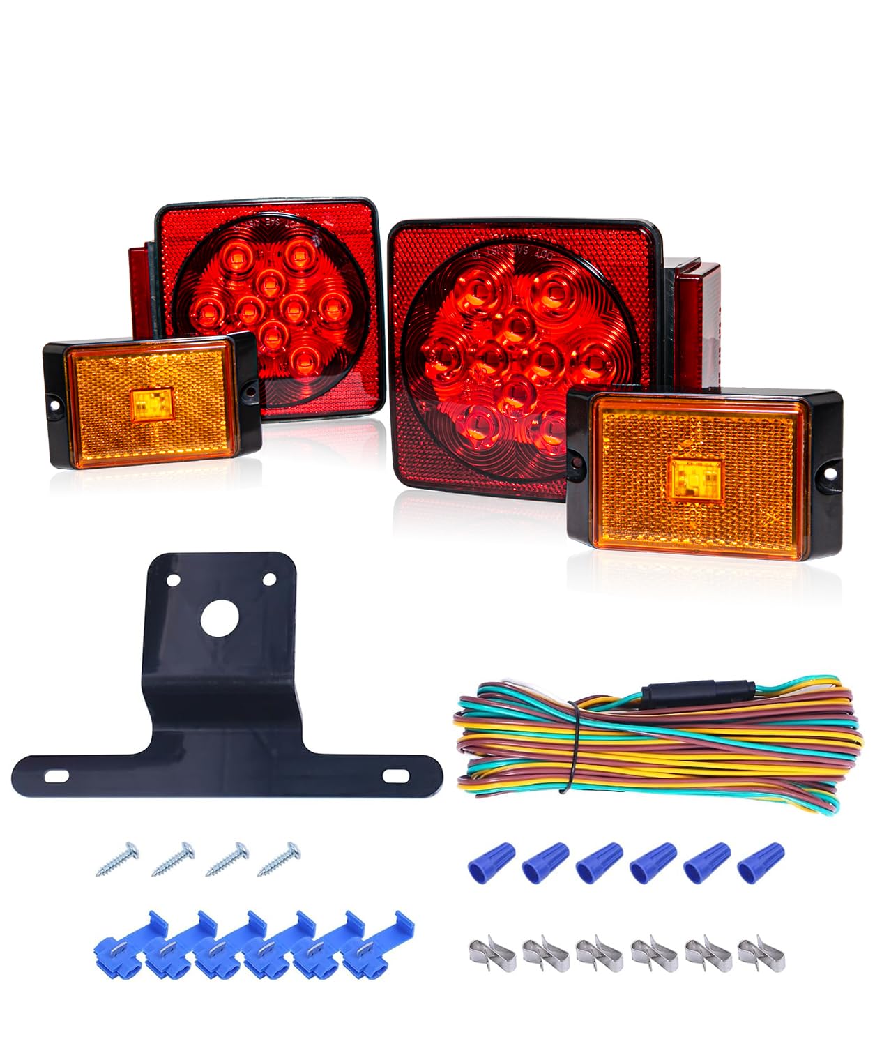 MAXXHAUL 70205 Trailer Light Kit - 12V All LED, Left and Right Waterproof Submersible for Trailers, Boat Trailer Truck Marine Camper RV Snowmobile, Red