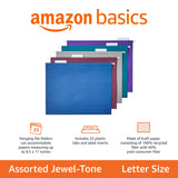 Amazon Basics Hanging Folders, Pack of 25, Letter Size, Assorted Jewel-tone Colors