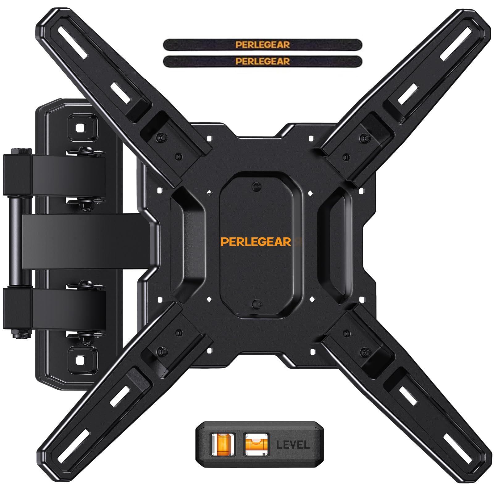 Perlegear UL Listed Full Motion TV Mount for Most 26Ã¢ÂÂ60 inch Flat or Curved TVs up to 82 lbs, Wall Bracket with Articulating Arms, Tool-Free Tilt, Swivel, Extension, Max VESA 400x400mm, PGMF3