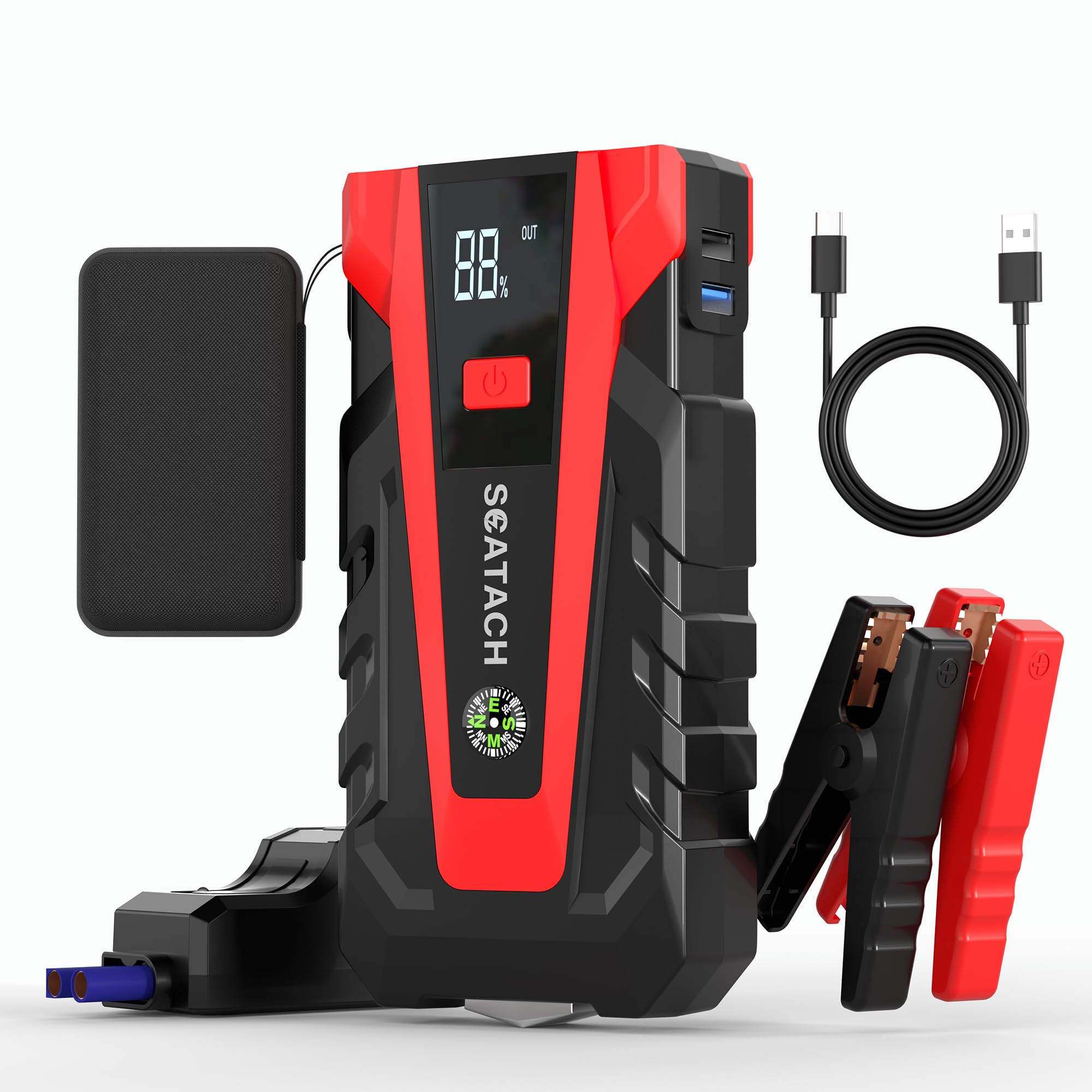 Scatach 011 3000A Car Battery Jump Starter,12V Jump Starter Battery Pack (up to 9.0L Gasoline and 7.0L Diesel Engine), Portable Jump Box with 3 Modes Flashlight and Jumper Cable