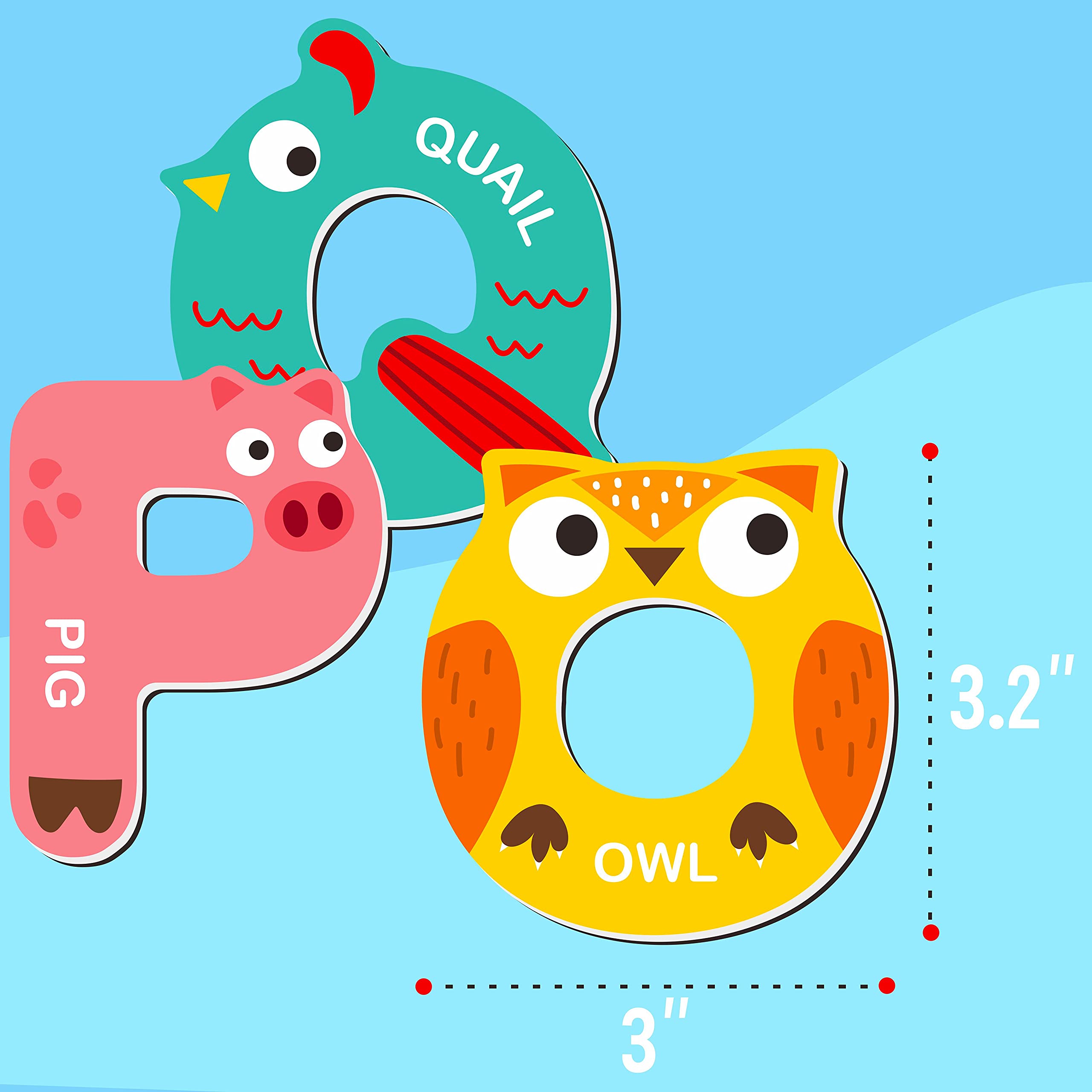 Large Size Magnetic Letters, Cute Animal Alphabet ABC Magnets for Fridge Colorful Uppercase Animals Toys Set Educational Spelling Learning Games for Kids, Toddlers 3 4 5 Years Old