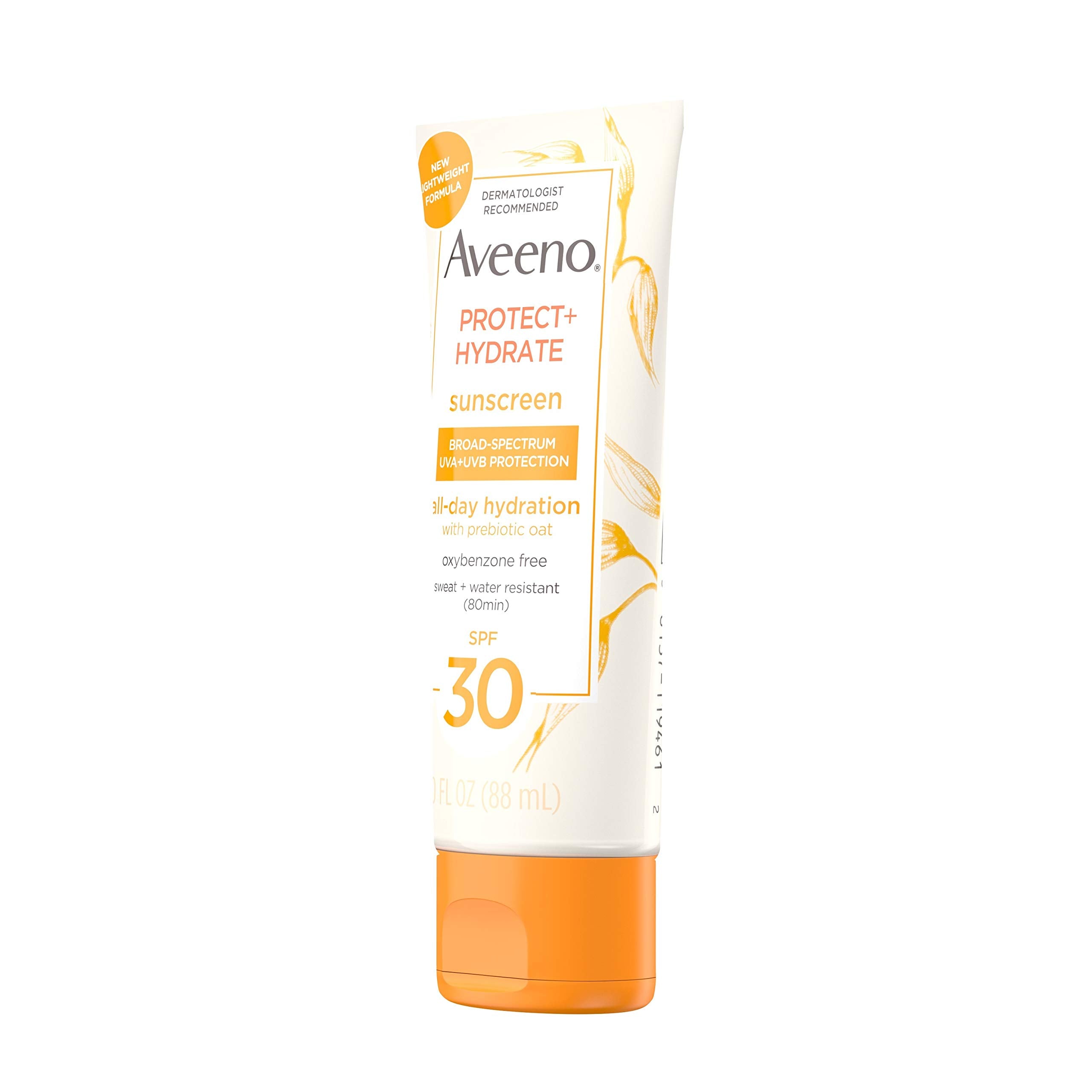 Aveeno Protect + Hydrate Sunscreen Moisturizing Body Lotion with Broad Spectrum SPF 60 and Prebiotic Oat, Weightless, Paraben, Oxybenzone, and Oil Free Sunscreen, 12 FL OZ