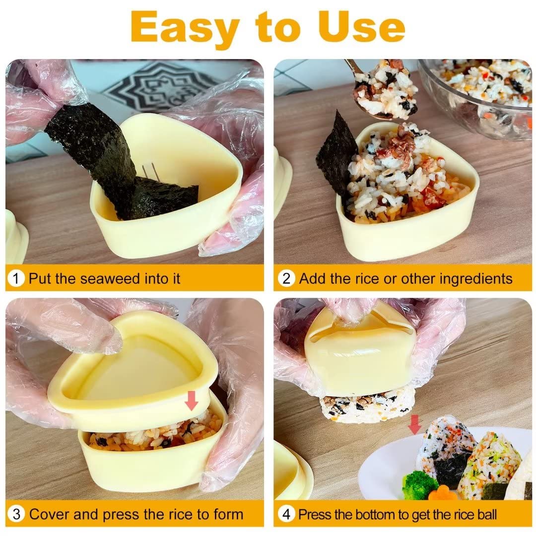 Onigiri Mold, 3 Pack Musubi Press Maker Triangle Rice Ball Mold Maker for Kid Lunch Bento and Home DIY