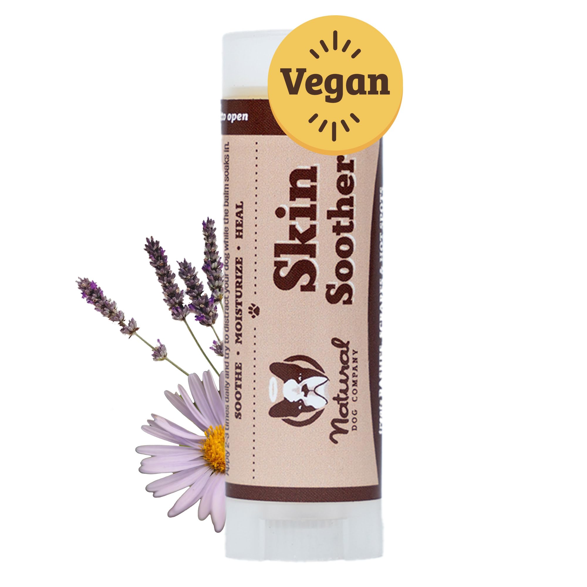 Natural Dog Company Dog Skin Soother Balm, 2 oz. Stick, Itch Relief and Moisturizer for Winter Dry Skin, with Coconut Oil, Calendula, & Vitamin E, Healing Balm for Paws & Noses, Lick Safe