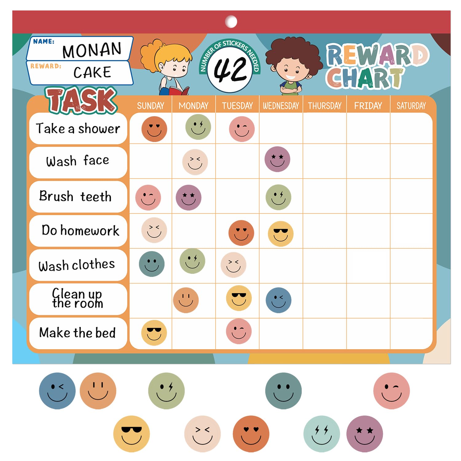 ANSTROUT Boho 32 Chore Charts Behavior Reward Chart System,Sticker Chore Chart Pad for Kids with 2328 Stickers, 12.2" x 9.8" Magnetic Reward Chart to Develop Responsibility & Good Habits.