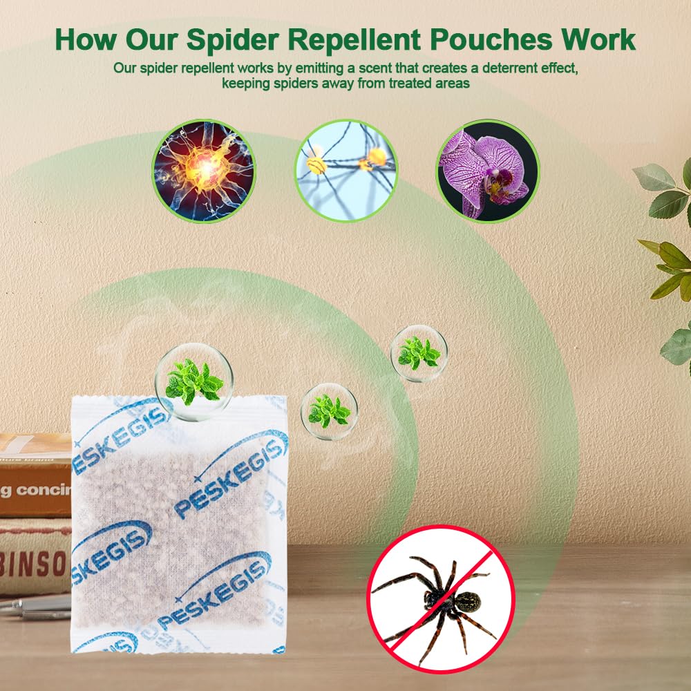 10 Pack Powerful Spider Repellent Indoor for House Garage Long-Term Spiders Repelling, Effective Spider Repellent Pouches Made with Natural Ingredients Safe for Kids and Pets, Easy to Use, No Mess