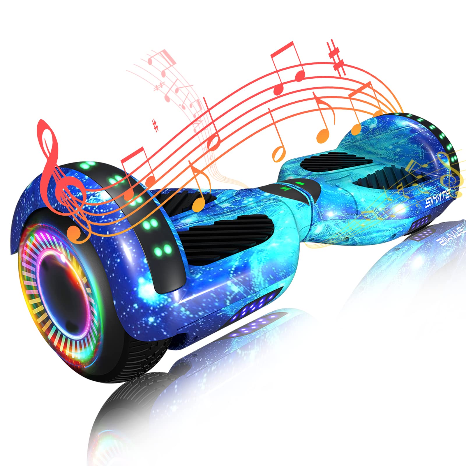 SIMATE 6.5" Hoverboard with Bluetooth & LED Lights, Self Balancing Hover Boards for Kids & Adults & Girls & Boys, for All Ages