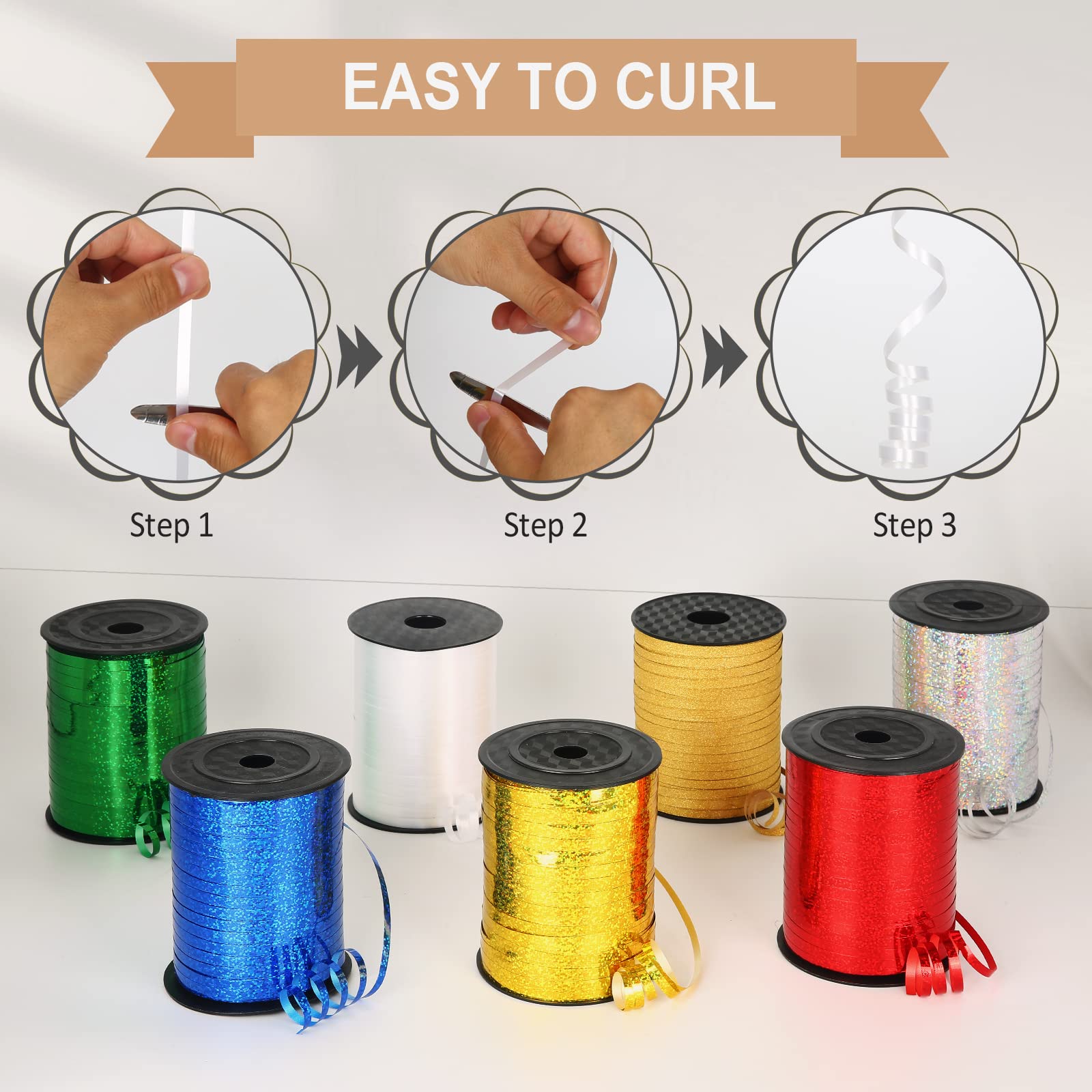 OMISELIO White Curling Ribbon, 500 Yard, 3/16" for Gift Wrapping, Balloon String, Baby Shower, Christmas