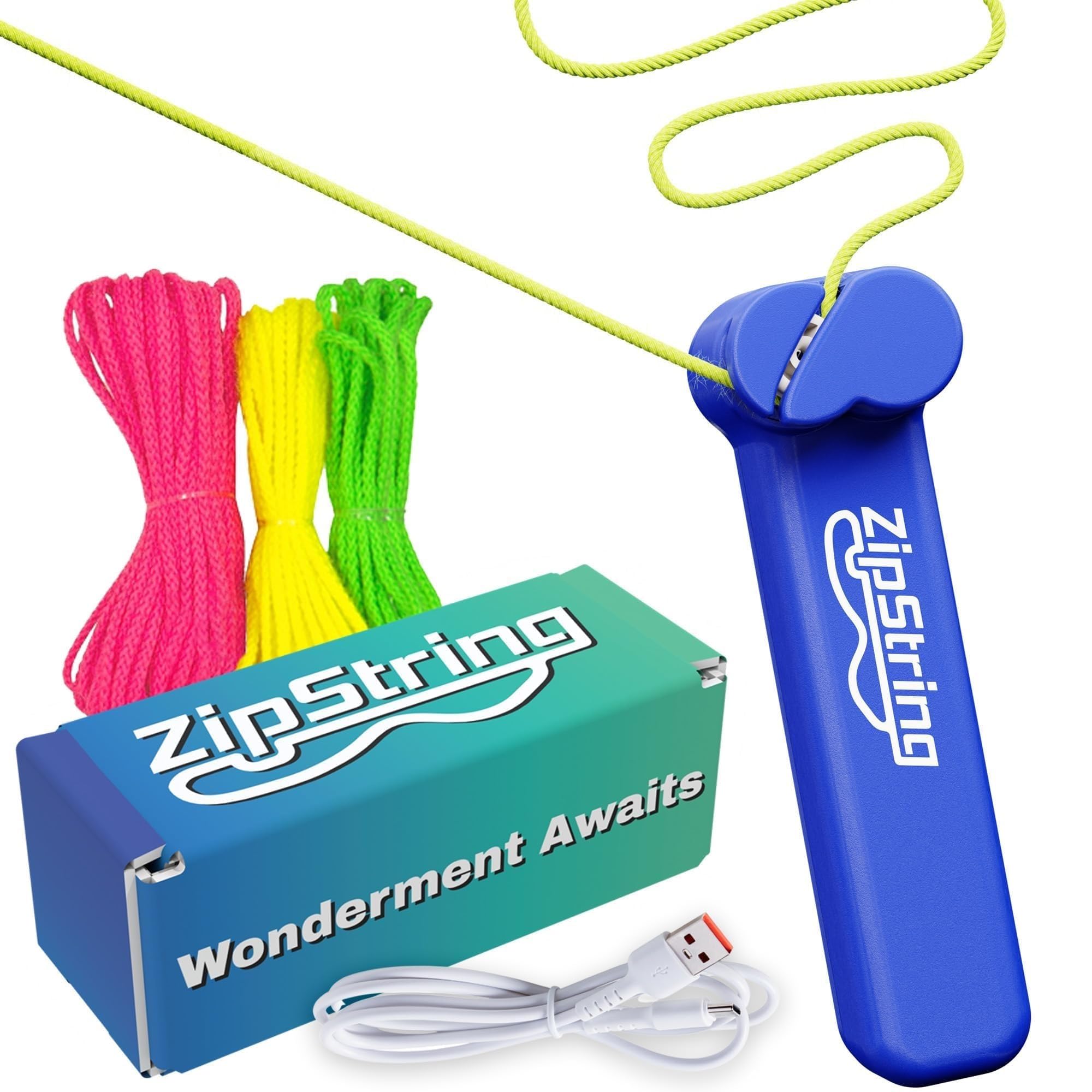 ZipString Original - As Seen on Shark Tank - Classic ZipString Rope Launcher Toy, Perfect for Kids & Adults - Fly a String Loop in The Air for Endless Tricks & Fun, Wonderment Awaits, Bodacious Blue