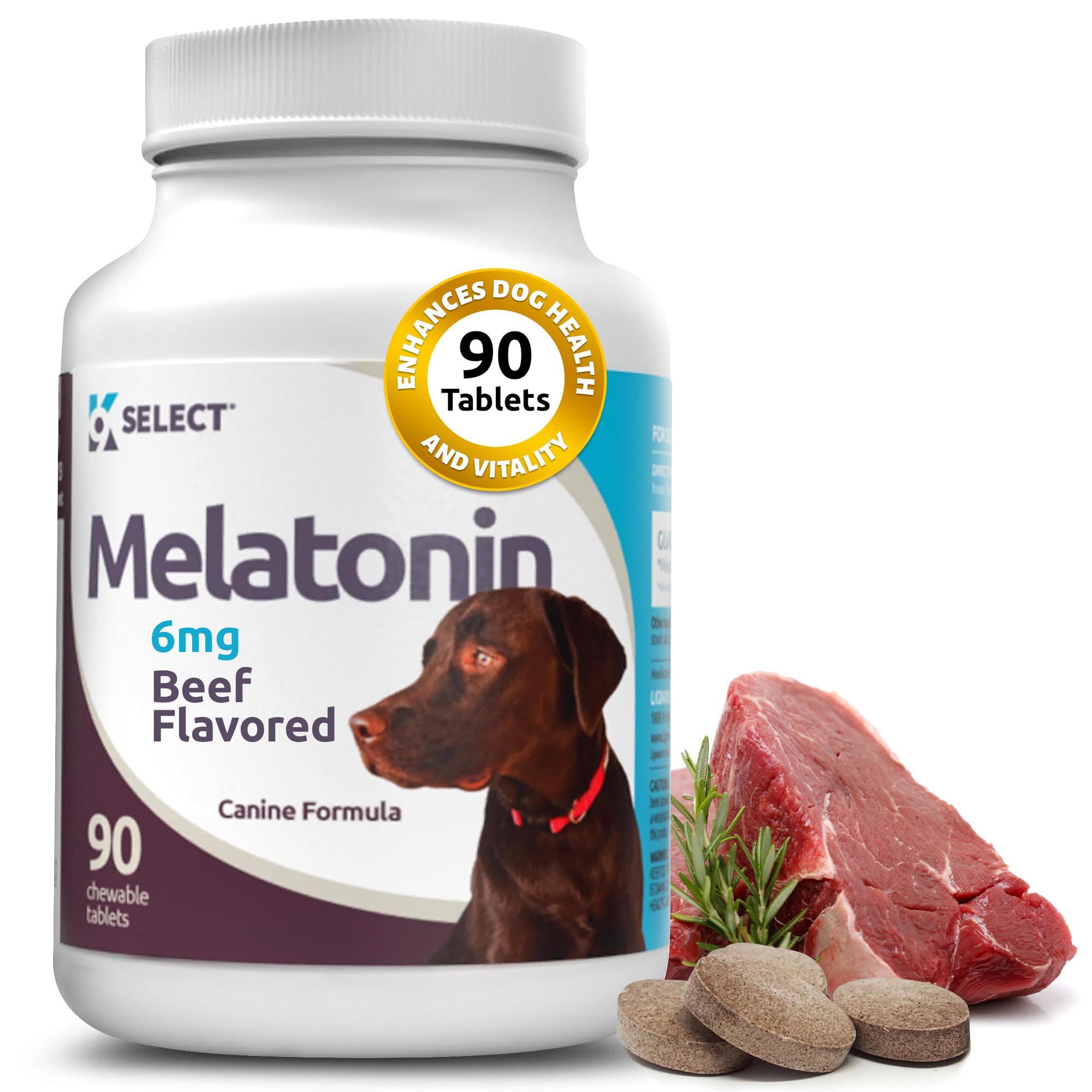 K9 Select Melatonin for Dogs - Composure Dog Calming Chews - Dog Melatonin for Sleep - Reduce Stress Helps Composure Calming Treats for Small Dogs - 3 mg, 120 Beef Flavored Chewable Tablets