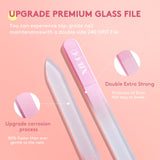 Glass Nail File 3 Pack, Nail File, Glass Nail File with Case for Natural Nails with Double Sided 240 Grit, Professional Czech Glass File Stocking Stuffers for Women and Girls, by XIPOO