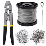 328ft Wire Rope Crimping Tool Kit, Stainless Steel Wire Rope Cable with Aluminum Crimping Sleeves and Stainless Steel Thimbles for Railing, Decking, Picture Hanging (328ft)