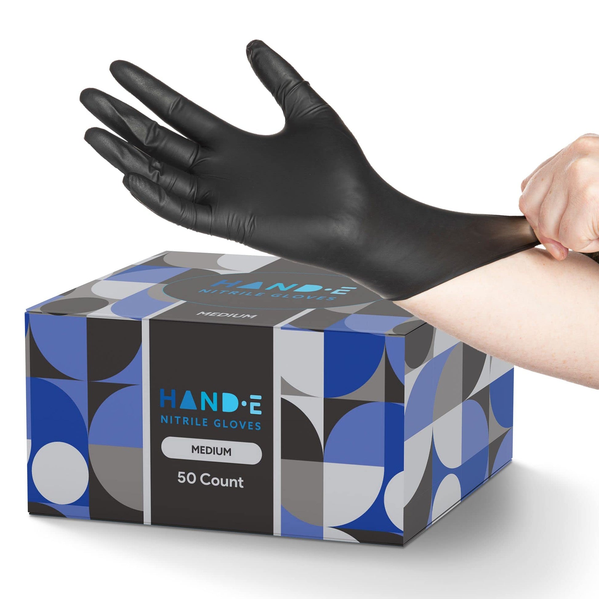 Hand-E Touch Black Nitrile Disposable Gloves Large, 100 Count - BBQ, Tattoo, Hair Dye, Cooking, Mechanic Gloves - Powder and Latex Free Gloves