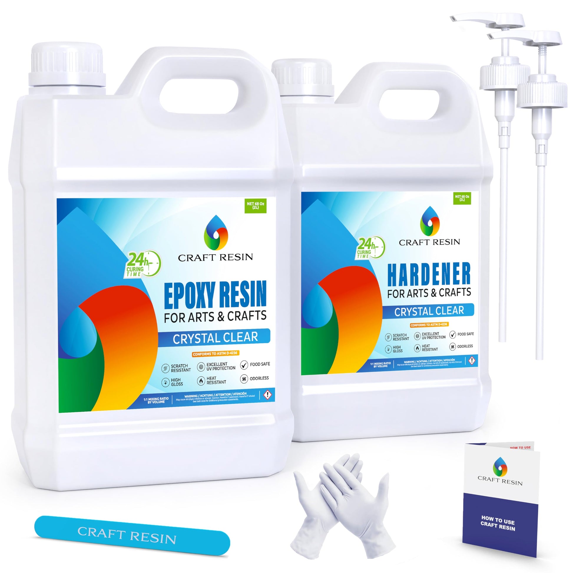 CRAFT RESIN 34Oz Epoxy Resin Kit - Crystal Clear Epoxy Resin Kit & Hardener for DIY Art, Mold Casting Resin, Jewelry Making, Coasters, Table Top, Countertop Coating - Food Safe & UV Resistant Resina