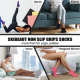 SkiBeaut Grips Non Slip Socks for Women, 4 Pairs Yoga Pilates Anti Skid Socks Woman Hospital Dance Home Gripper Socks