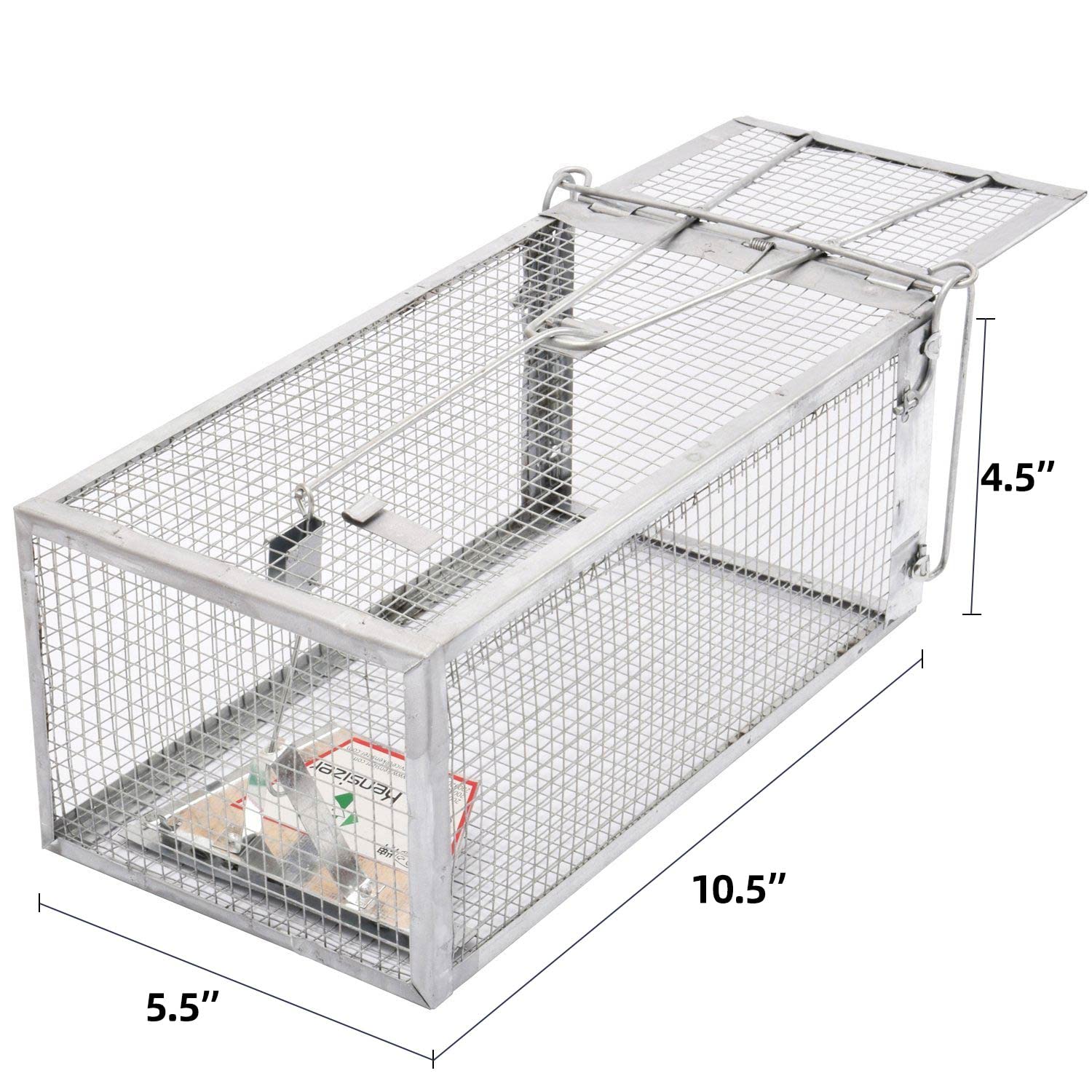 Kensizer Humane Rat Trap, Chipmunk Rodent Trap That Work for Indoor and Outdoor Small Animal - Mouse Voles Hamsters Live Cage Catch and Release 1-Pack Small 10.5" L x 5.5" W x 4.5" H