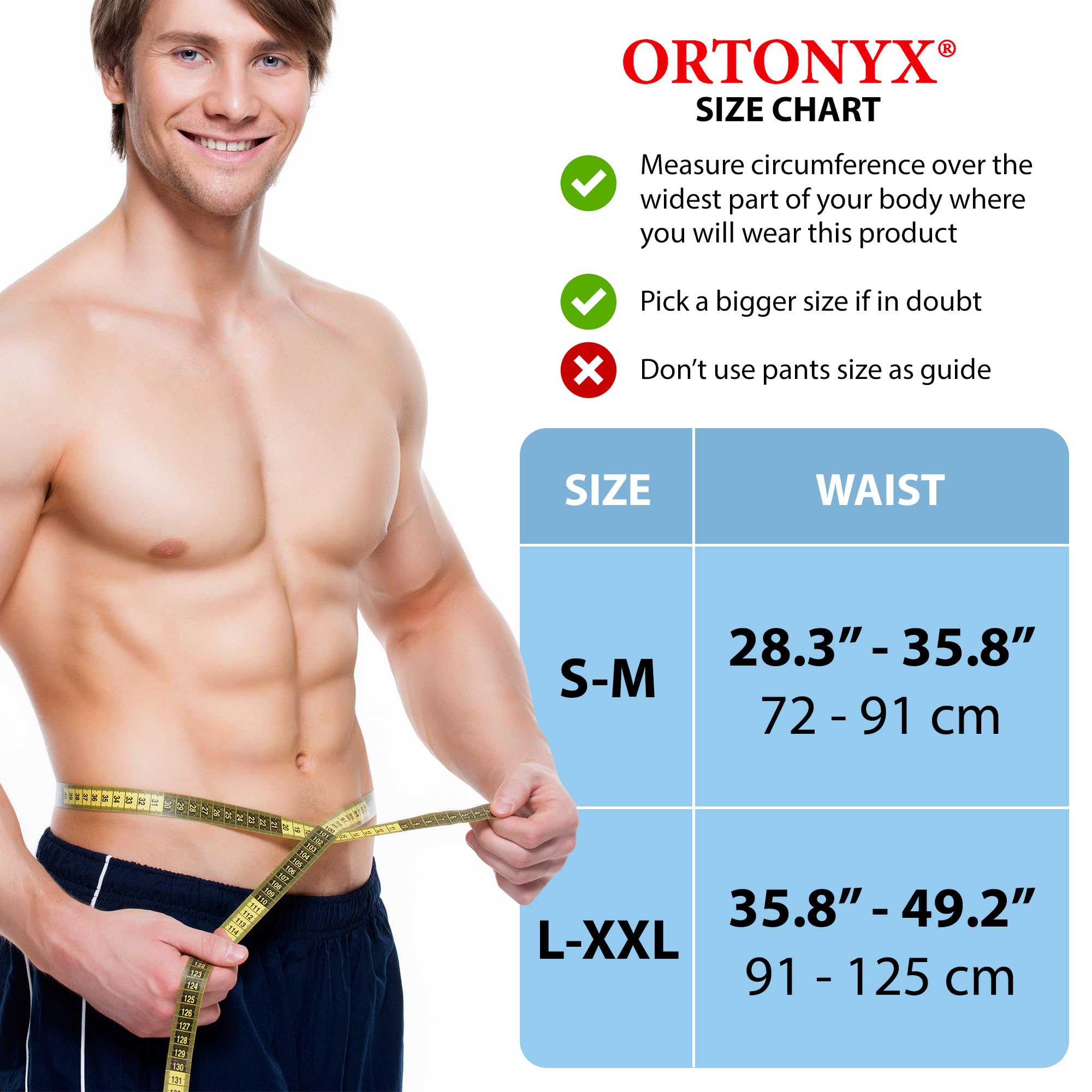 ORTONYX Umbilical Hernia Belt for Men and Women - Abdominal Support Binder with Compression Pad - Navel Ventral Epigastric Incisional and Belly Button Hernias Surgery Prevention Aid (Large-XXL)