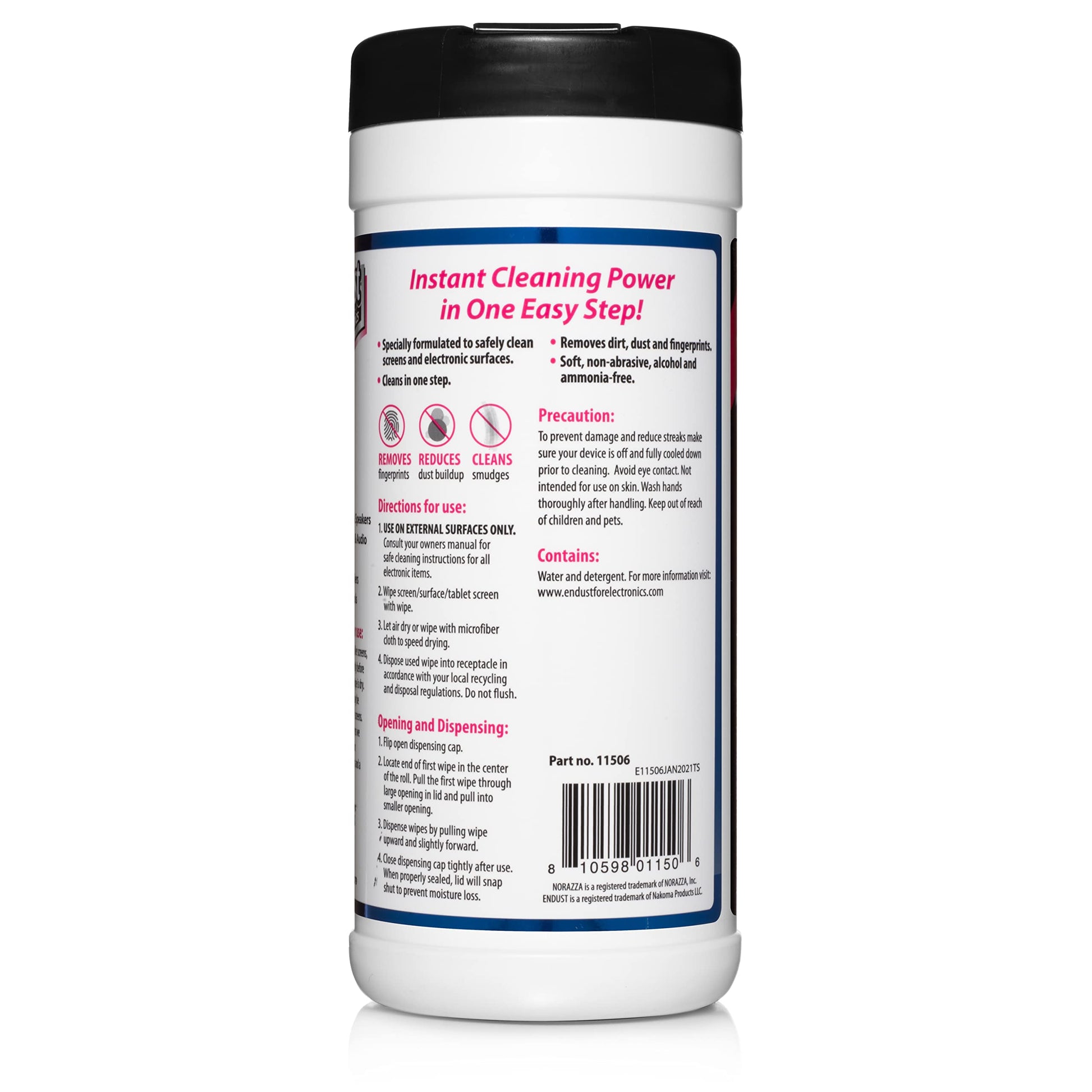Endust for Electronics; Screen & Surface Cleaning Wipes, Great LCD and Plasma Wipes, 70 Wipes (11506)