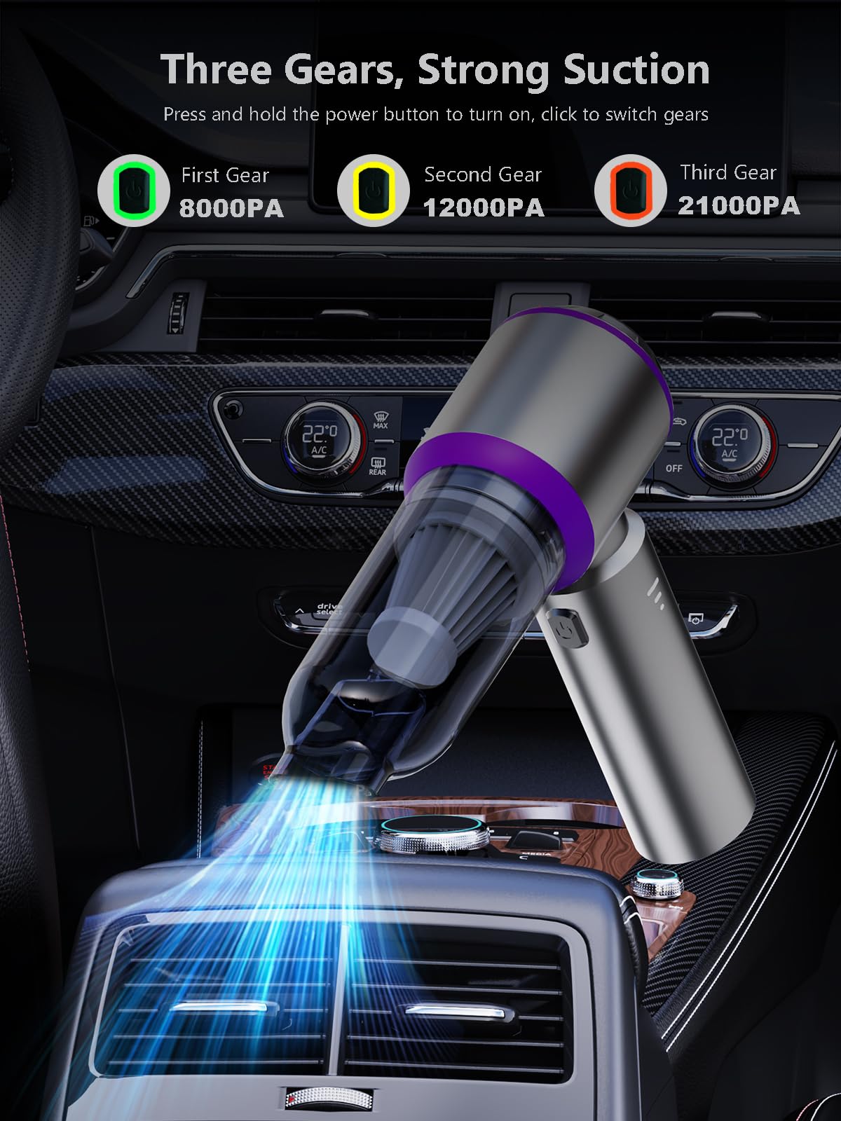 IYOFINE Vacuum/Air Duster 80,000RPM Super Power Mini Car Vacuum Cleaner 4-in-1 air Blower Gun Air Duster & Air Blower & Pump Hand Electric air Duster Handheld dust Blower Blower Cordless (Purple)